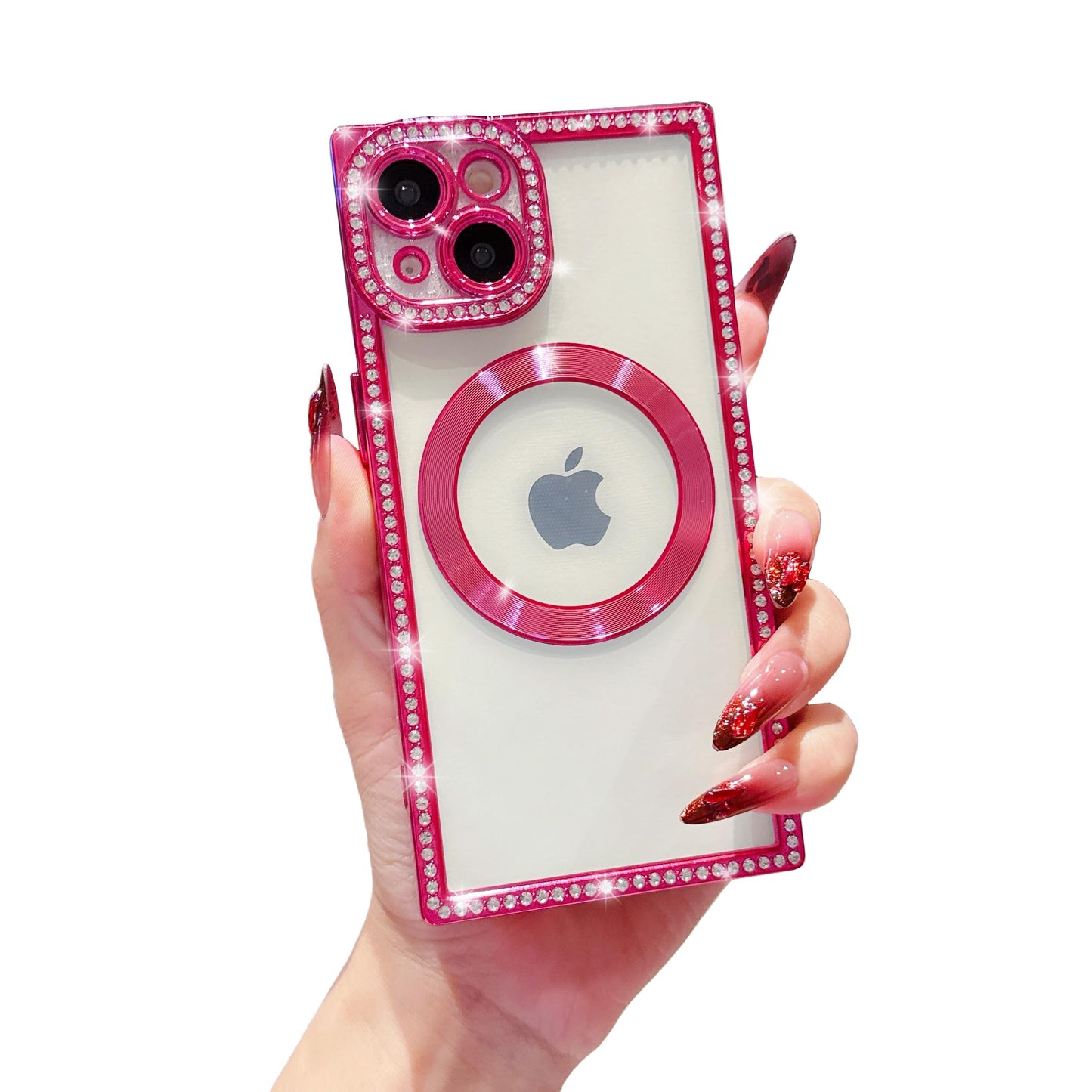 Owncase Magnetic for iPhone 13 Pro Case, Compatible with Magsafe, Crystal Diamonds Glitter Electroplated Edge Soft TPU Clear Phone Case for Women Girls, Gold WN420