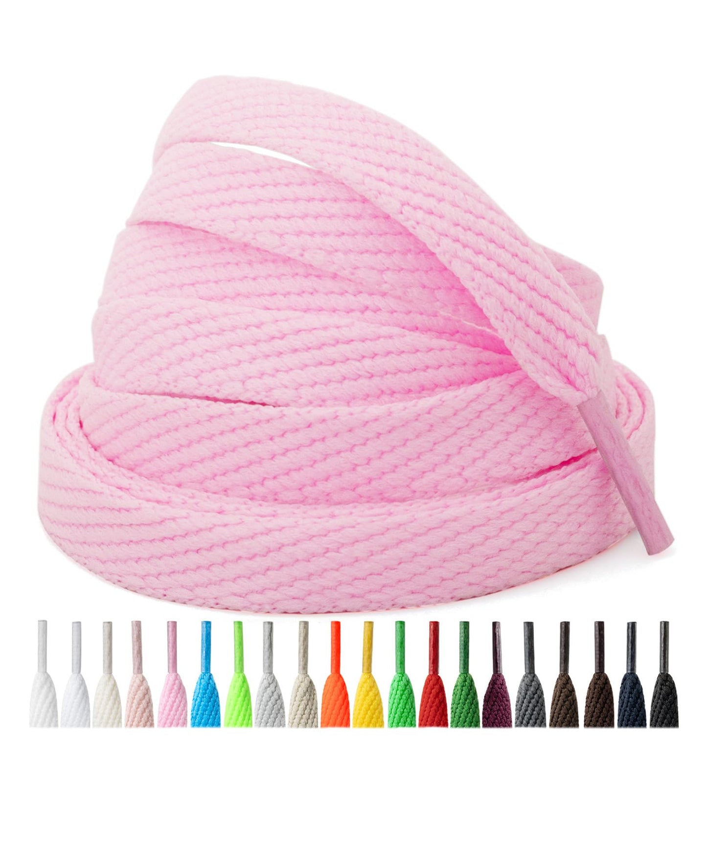 Handshop 2 Pairs Athletic Flat Shoe Laces for Sneakers in 20 Colors, 2/5" Wide Replacement Shoelaces in 30"-63" WN420