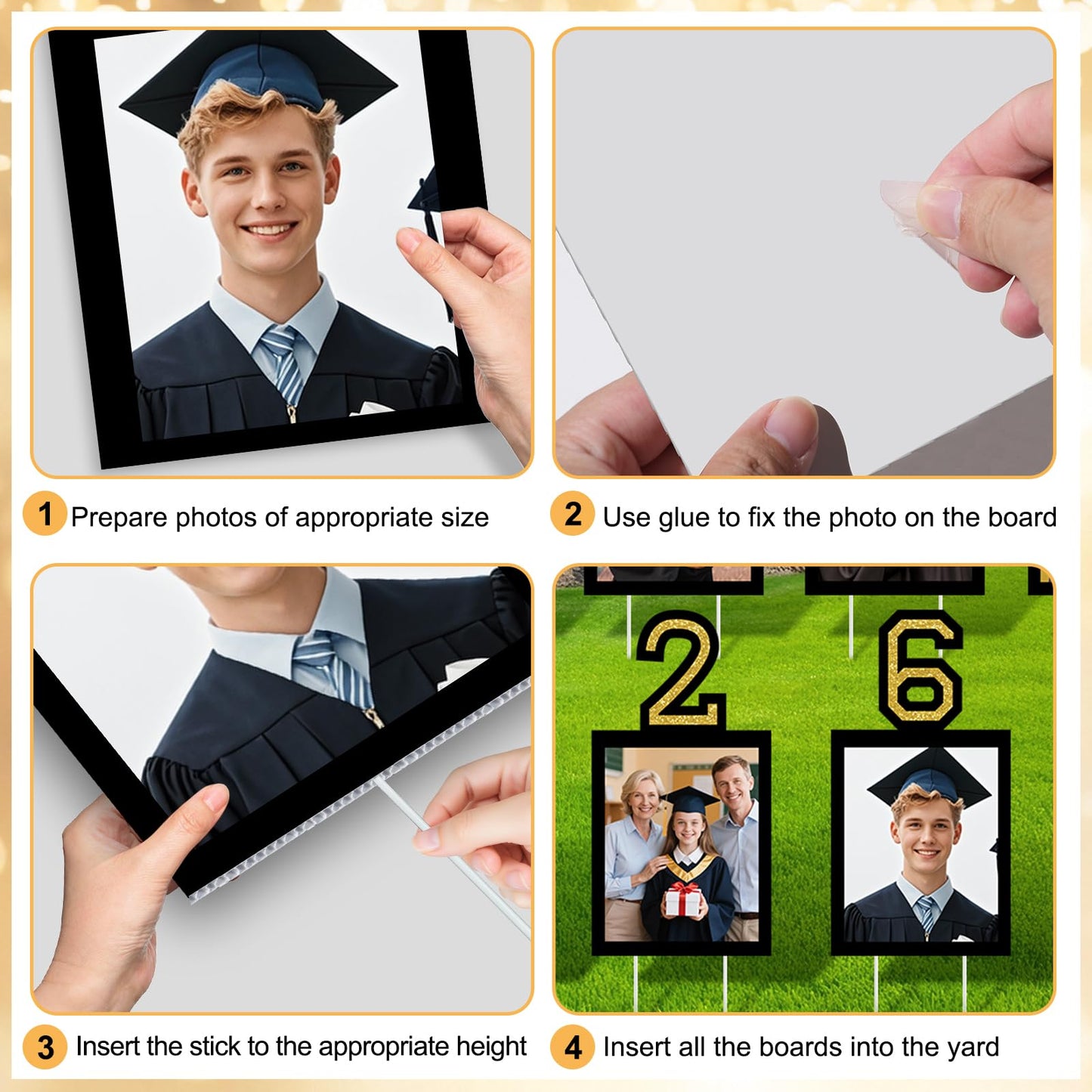 12 Pcs Graduation Photo Yard Sign Decorations 2026, K-12 Grade Graduation School Picture Frame Lawn Sign with Stakes for Kindergarten Middle High School Class of 2026 Grad Party Decorations, Red WN420