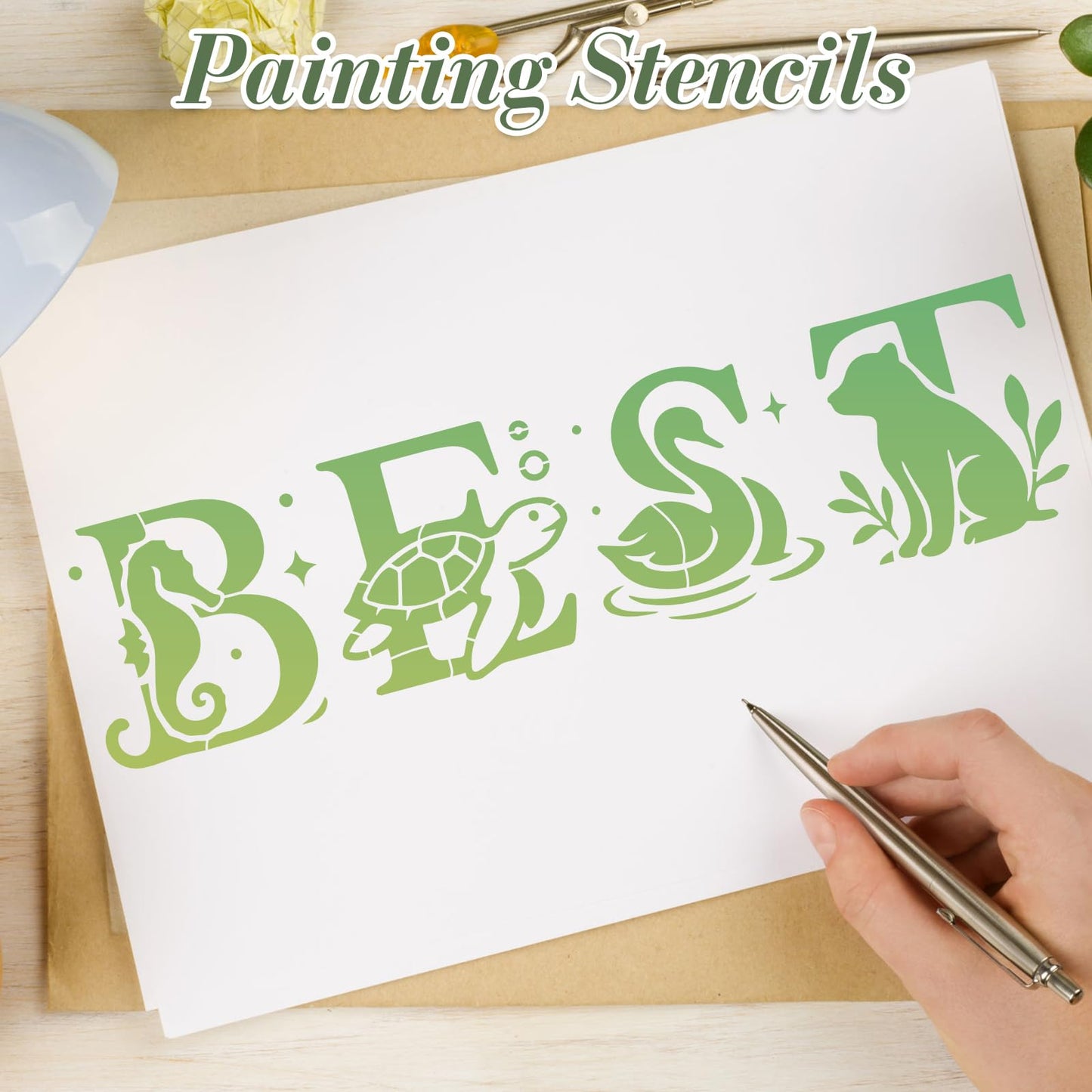 Letter Stencils for Crafts Reusable 42Pcs Number Stencils(5 Inch Font) | DIY Art Painting Stencil Furniture Decor Kit for Wood Embroidery Wall Silk Screen Journaling BST202