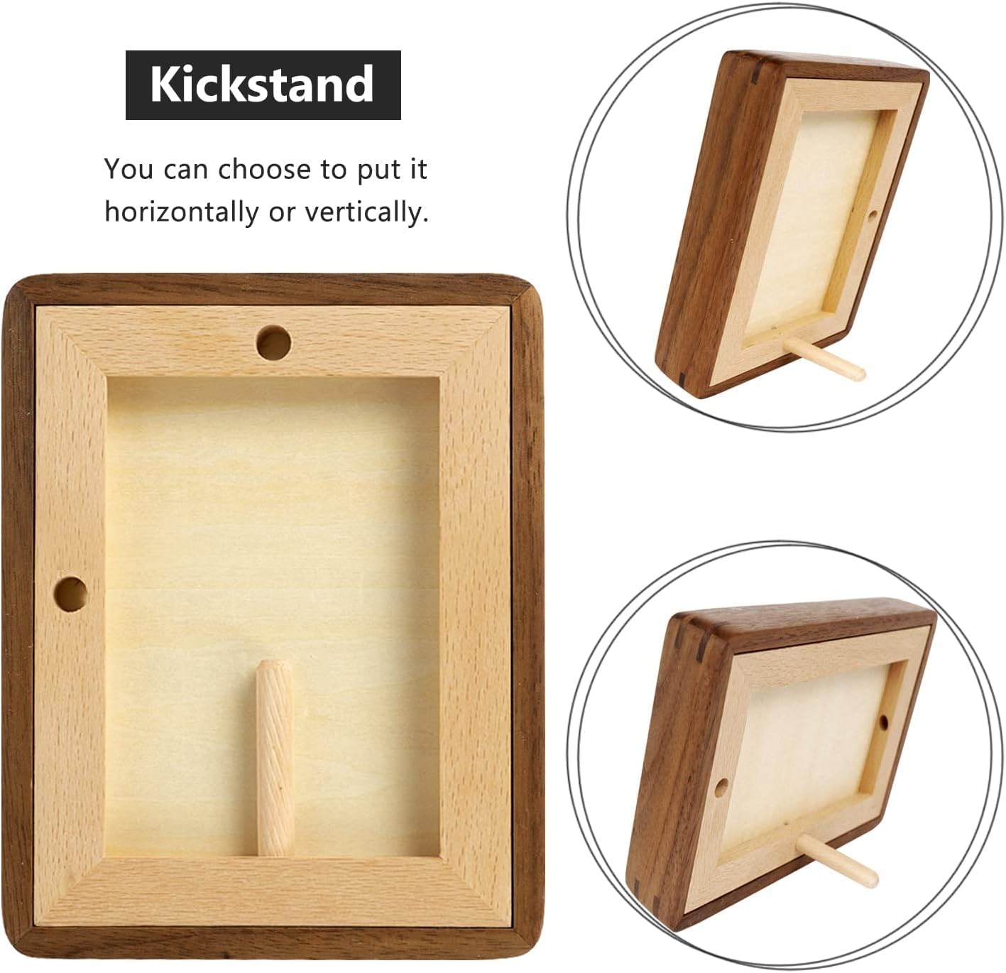 6x6 Solid Teak Wood Picture Frame Matted to 4x4 | Shatterproof Plexiglass, Mortise-Tenon Build, Horizontal & Vertical Tabletop Wall Mounting Square Display Frame BST220