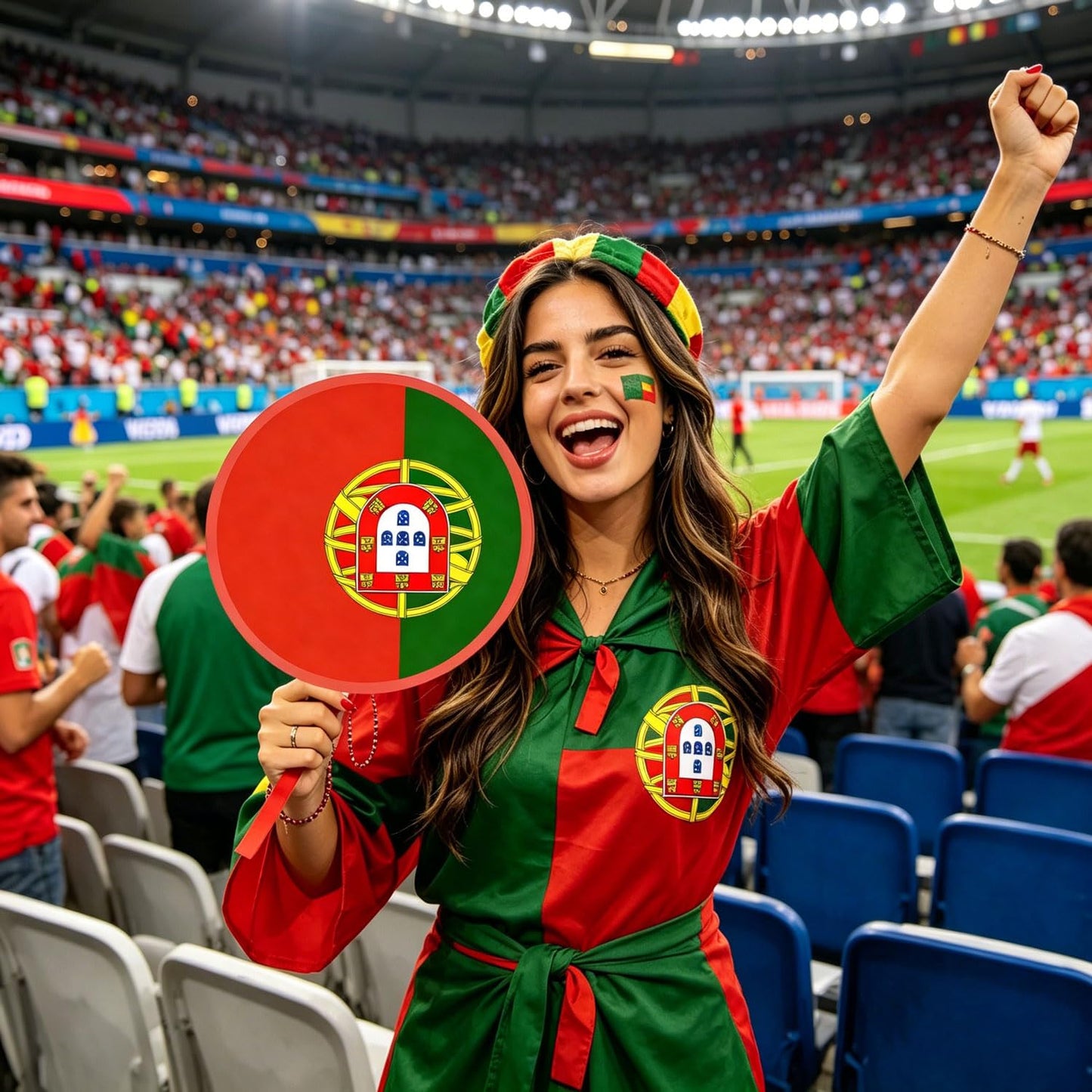 2026 World Cup Canada Flag Folding Hand Fans 3 PCS, 8.2" Fabric Round Foldable Fans with Matching Storage Pouches, Portable Hanging Fans for Game Day and Party Canada BST220