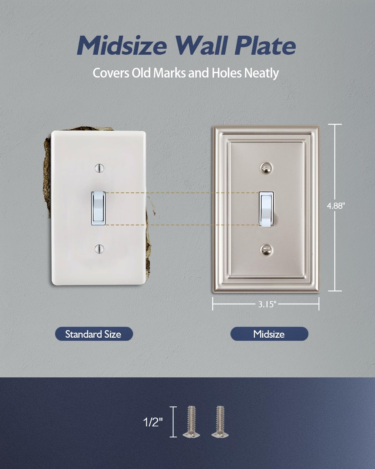 Decorative Metal Wall Plates, Switch Plates Outlet Covers (Off White/1 Decorator 4 Pack) WN420