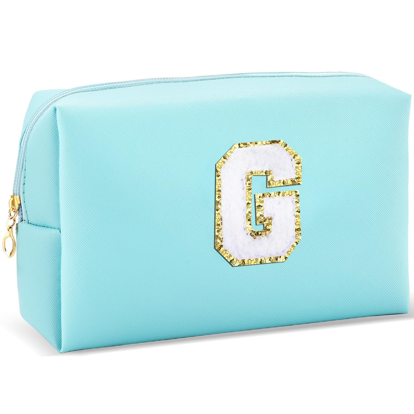 URSKYTOUS Gifts for Girls Initial Makeup Bag Personalized Cosmetic Bag with Zipper Cute Travel Toiletry Bag Waterproof PU Preppy Makeup Pouch Birthday Gift for Teen Girls Women(Blue P) BST326L