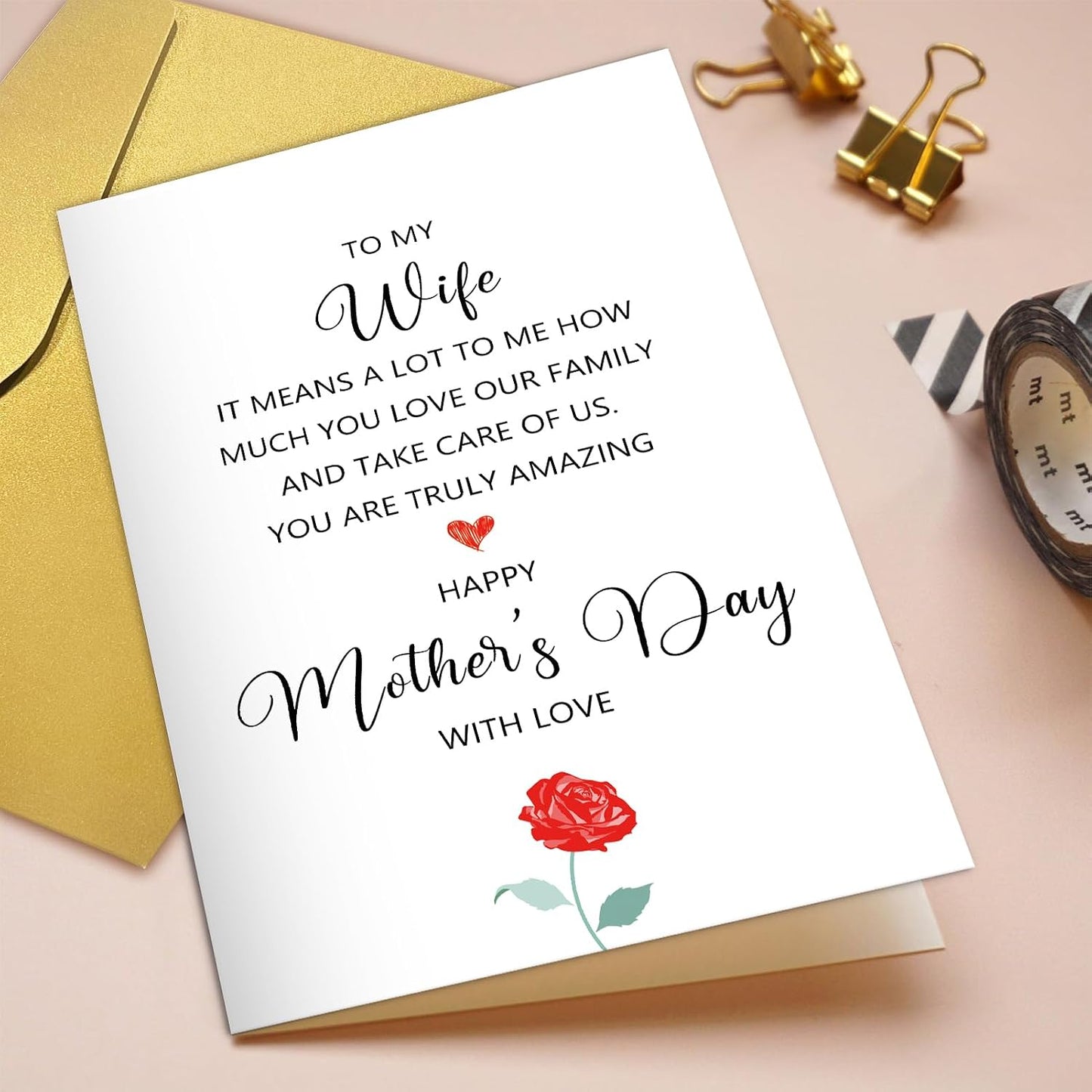 Qiliji Mother's Day Card for Wife, Wife Mothers Day Card from Husband, Happy Mother's Day Card to My Amazing Wife, It Means A Lot To Me How Much You Love Our Family And Take Care Of Us WN420