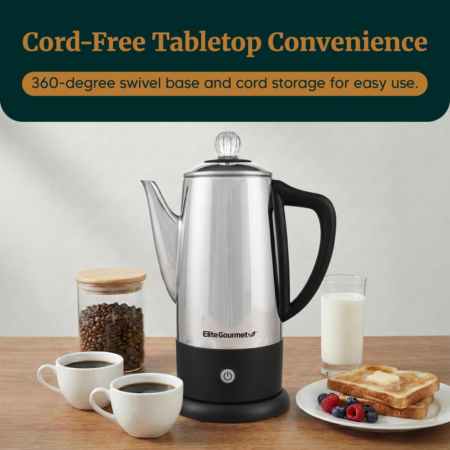 Elite Gourmet EC812 Electric 12-Cup Coffee Percolator with Keep Warm 47
