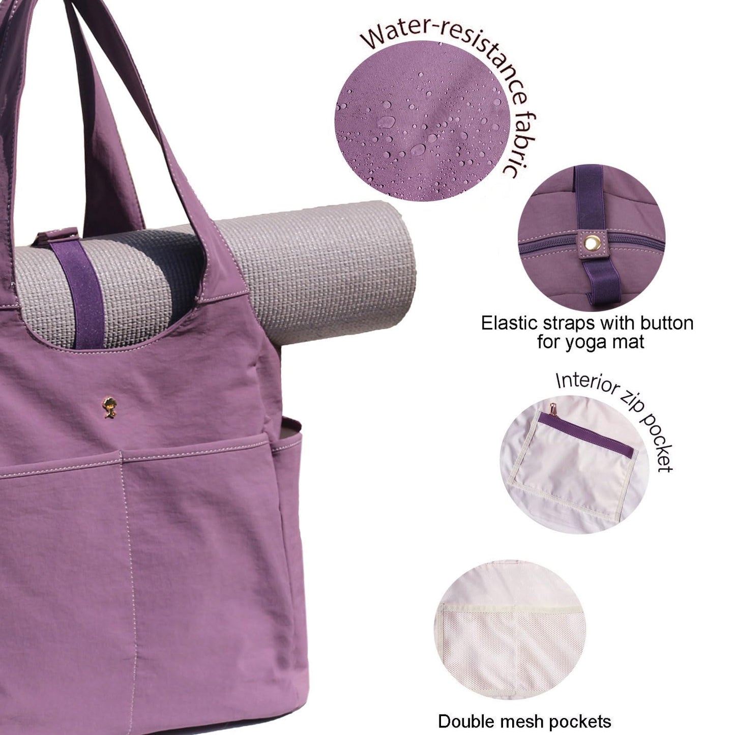 ESVAN Yoga Tote Bag Mat bag Women Shoulder Bags Carryall Tote for Travel Office Workout Gym Nurse Beach BST326H