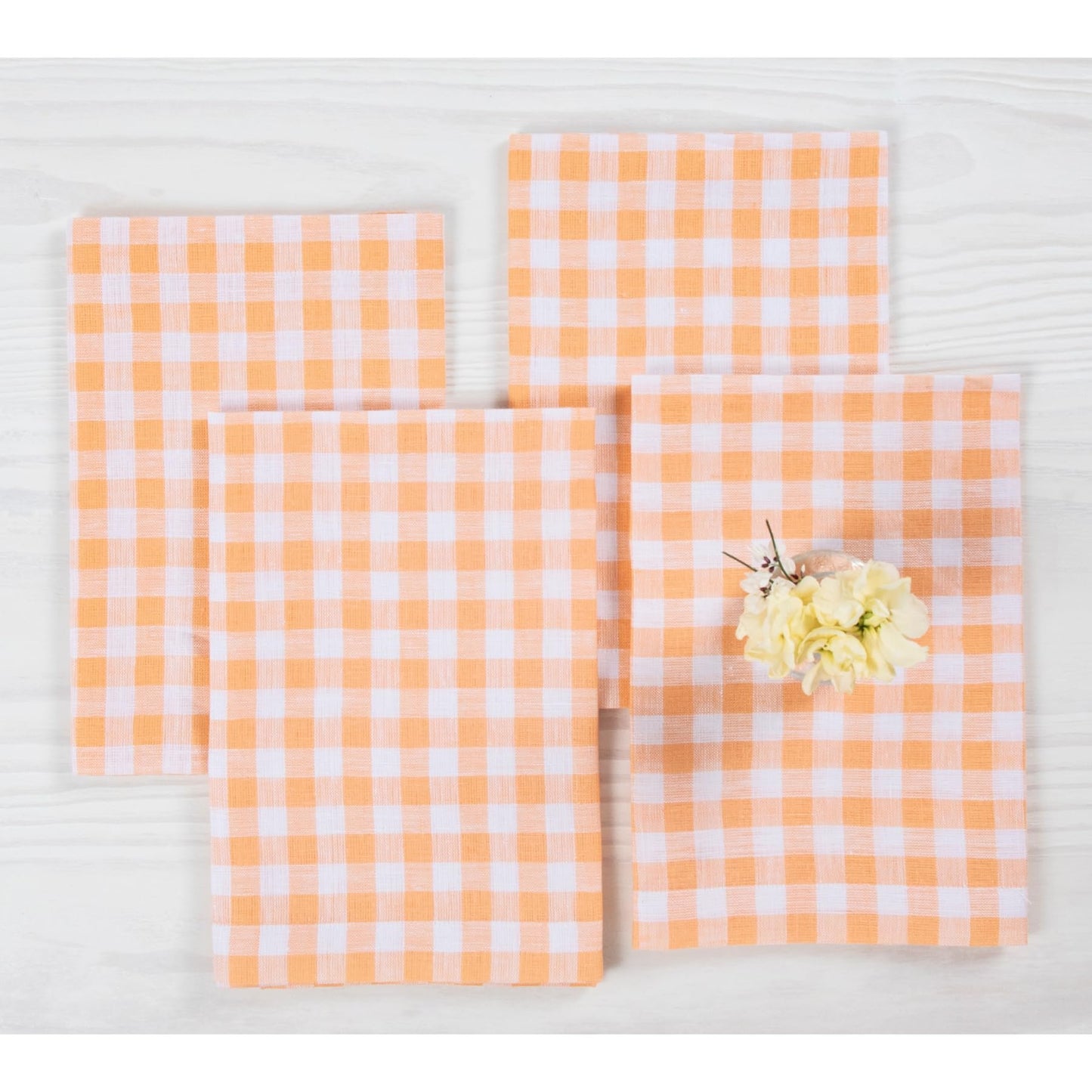 Solino Home 100% Linen Napkins Hydrangea Blue Check, 20 x 20 in, Set of 4 | Gingham Check Cloth Napkins for everyday meals, hosting and gifting; gingham checkered weave; Pure Linen; OEKO-TEX Certified BST326SOLH