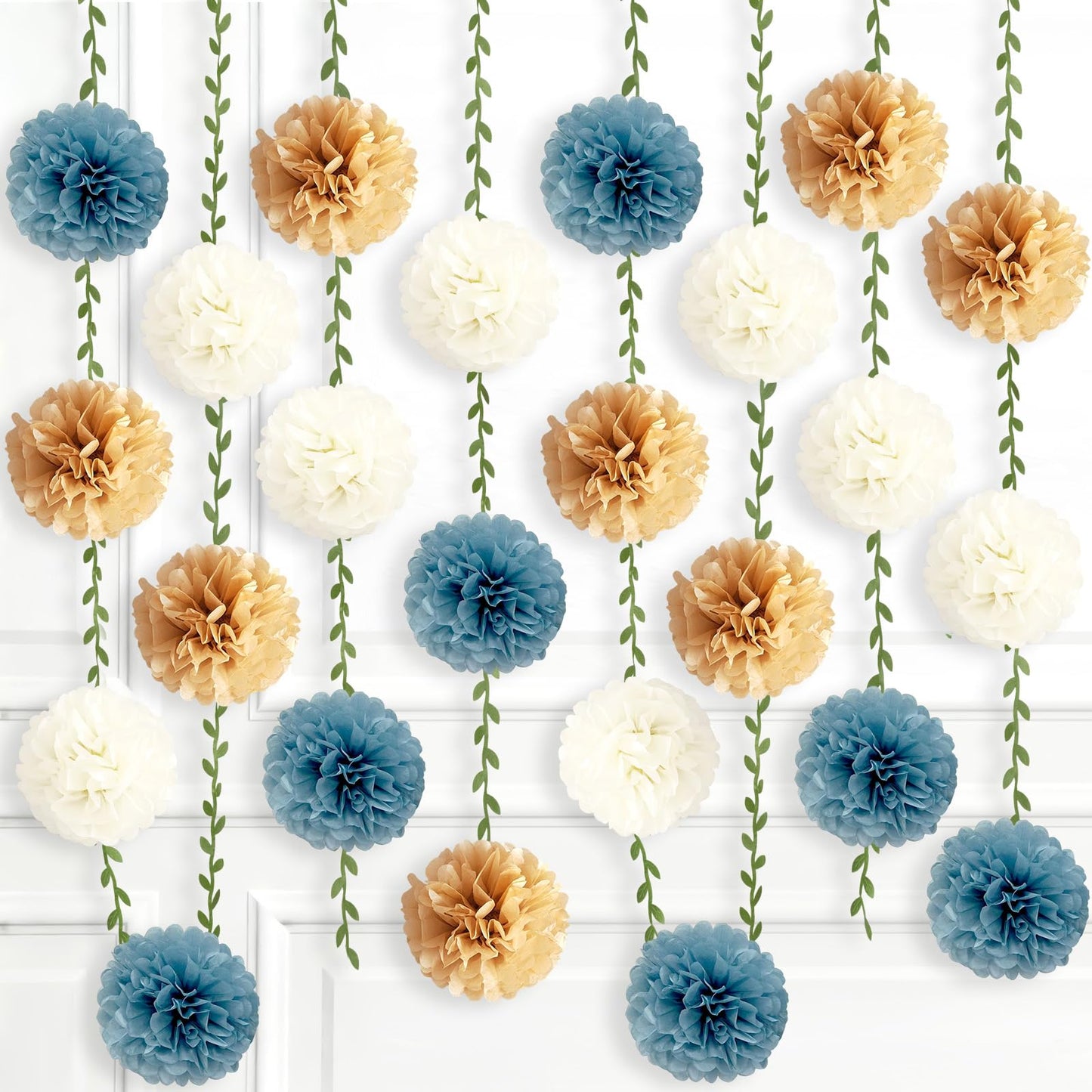 kreat4joy 4pack Pink Purple Tissue Paper Pom Poms Flowers Garland Leaf Ribbon 98.42inches Pre-Strung Reusable Ceiling for Birthday Baby Shower Wedding Bridal Shower Home Event Wall Party Decoration BST220