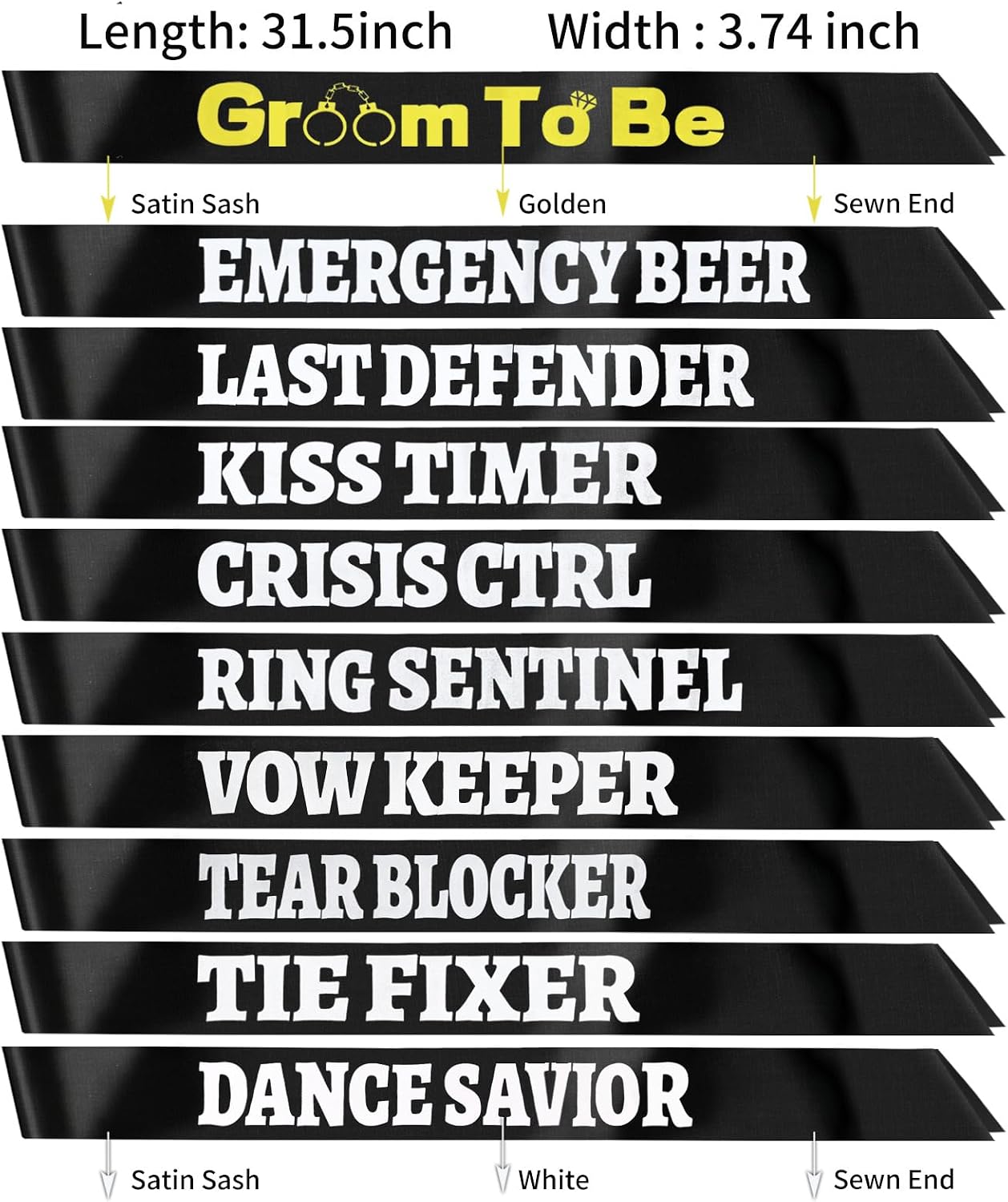 Bachelor Party Sash Team Groom Groomsmen Groom to Be Sash for Men Bachelor Party Favors Accessories Supplies Decorations Gifts(10 psc Funny Style) BST202