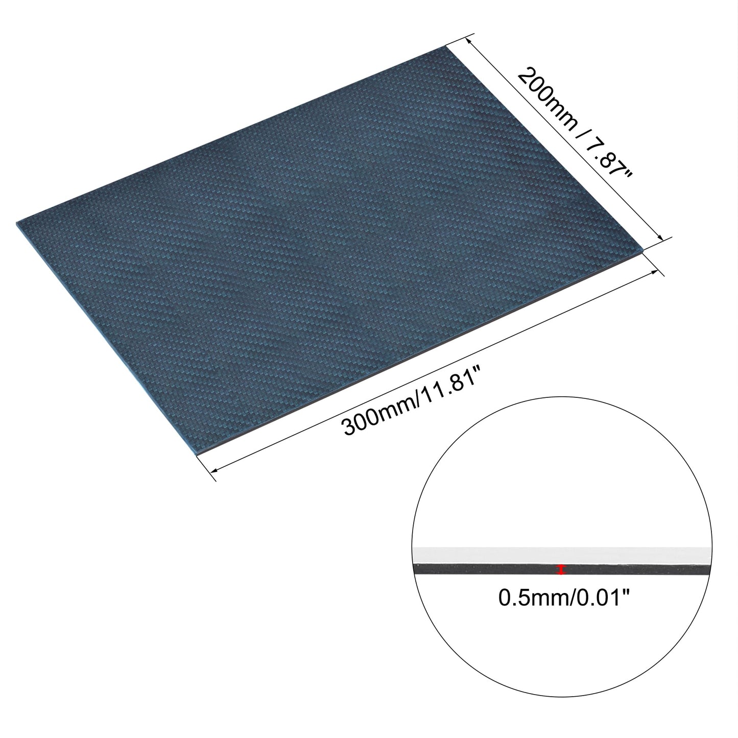 uxcell Carbon Fiber Plate Panel Sheets 250mm x 200mm x 0.5mm Laminate Plate Carbon Fiber Board (Plain Glossy) WN420