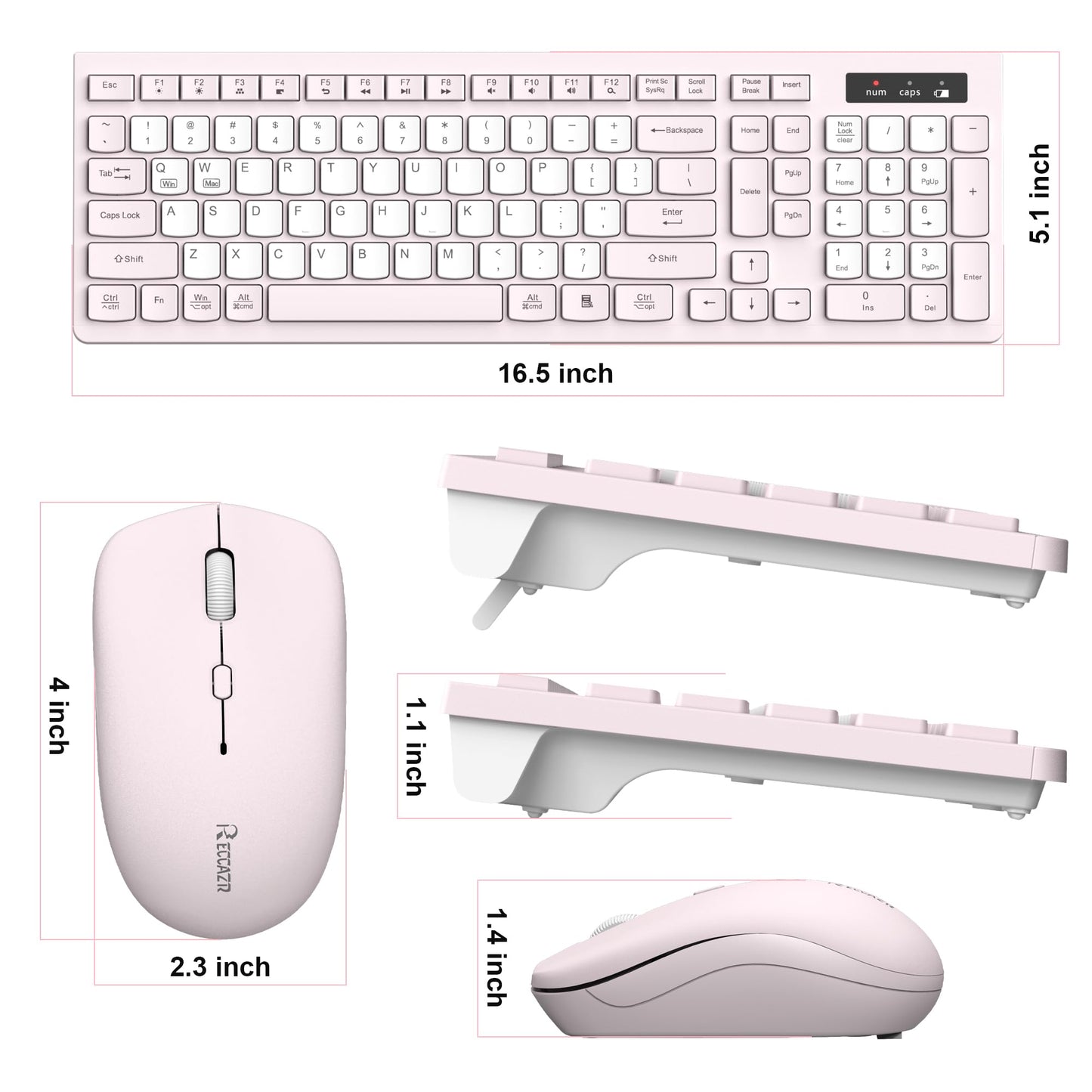 Wireless Keyboard and Mouse Combo, Full-Sized Wireless Keyboard and Adjustable DPI Mouse, 2.4GHz USB Receiver, Silent Keyboard and Mouse for PC, Windows, MAC, Desktop, Laptop (Avocado Green)