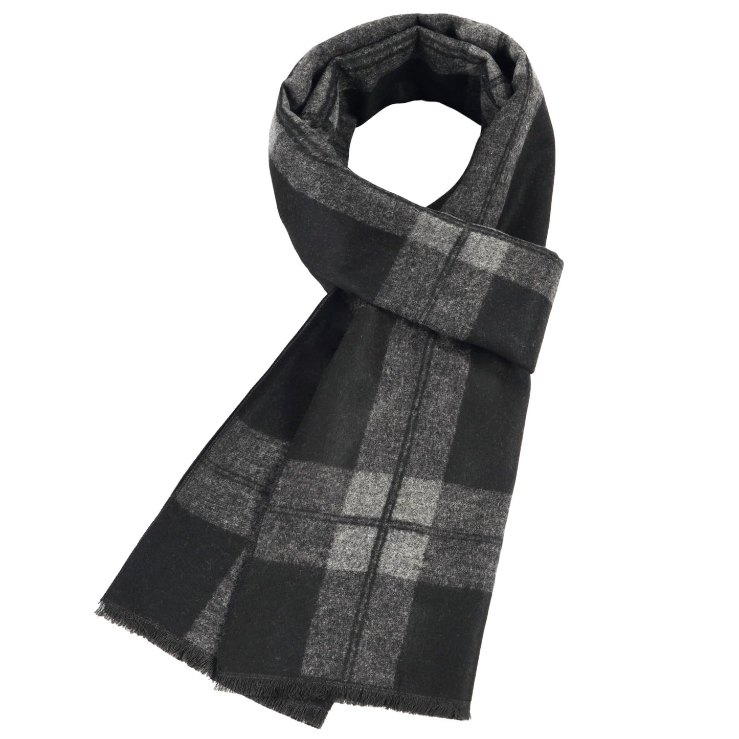 Mens Winter Scarf Cashmere Feel Warm Scarves Long Plaid Tassel Scarf for Men WN420
