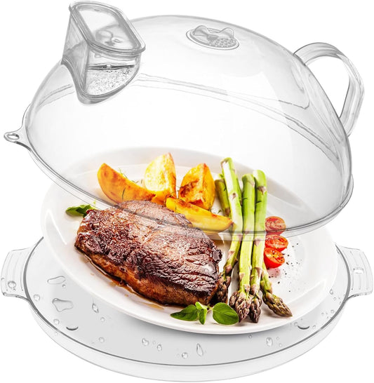 WENWELL Microwave Cover with Water Steamer & Tray Food Protector Splatter Guard 85