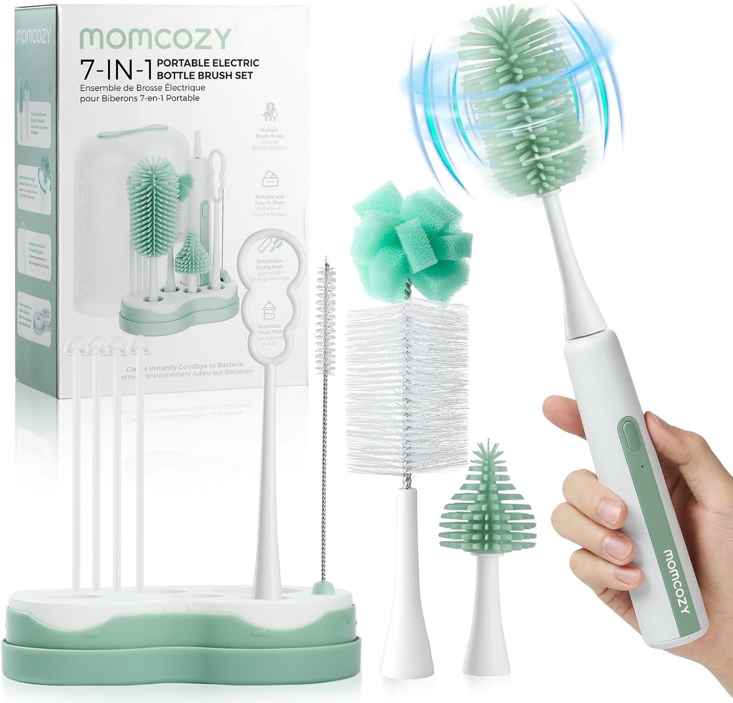 MOMCOZY 7 in 1 Portable Electric Bottle Brush Set 75