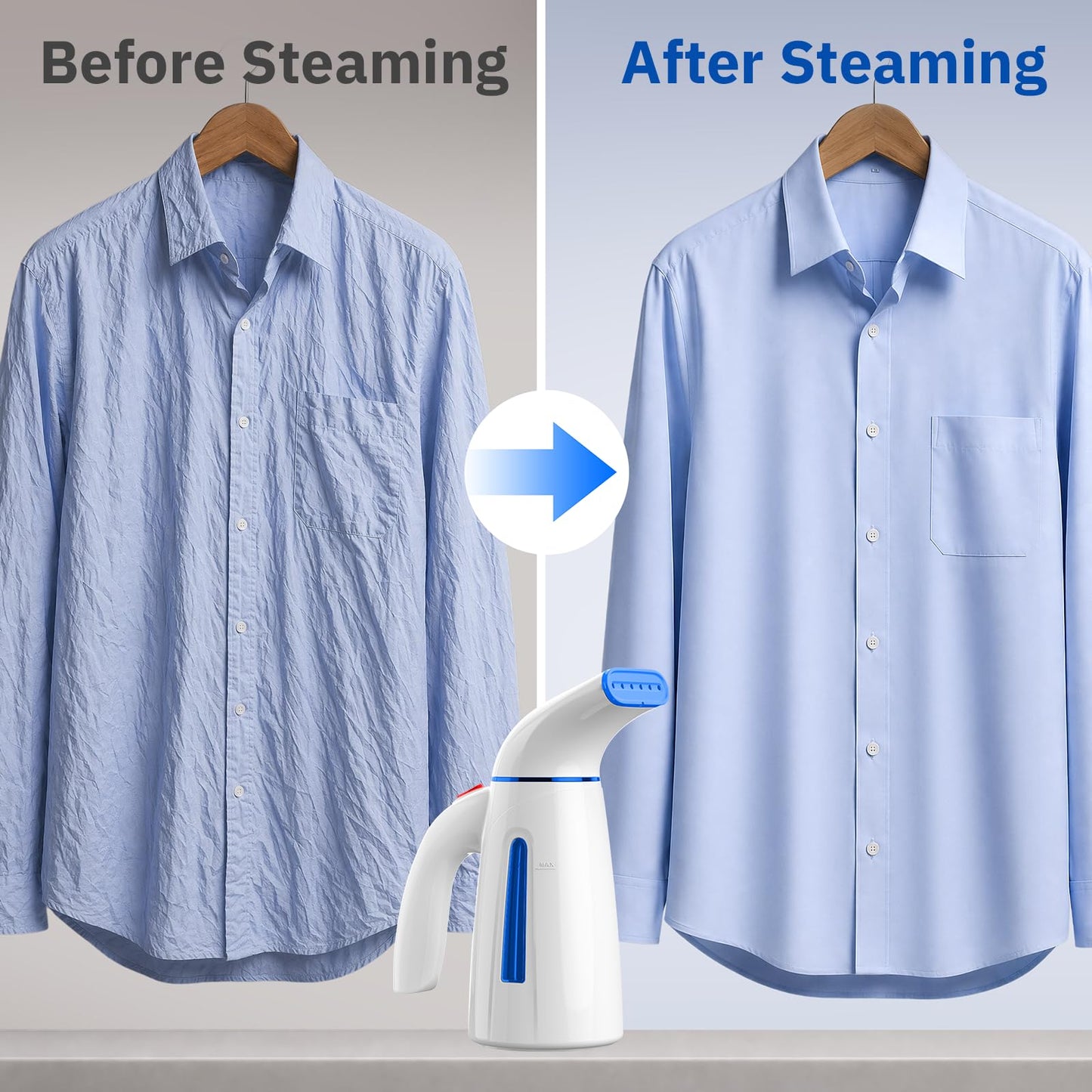 OGHom Steamer for Clothes, Handheld Clothing Steamer for Garment, 240ml Big Capacity 700W Portable Travel Steam Iron (Blue)