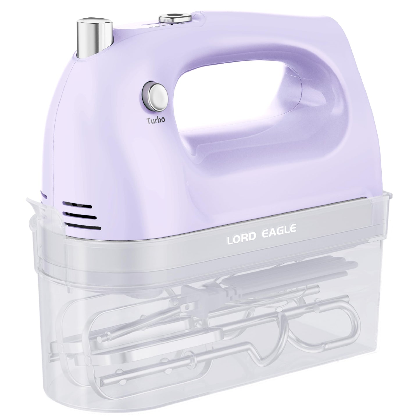 Lord Eagle Hand Mixer Electric Handheld 400W, 5-Speed Lightweight Kitchen Mixer with Storage Case, 5 Stainless Steel Attachments for Baking Cake Egg Cream Food Beater, Turbo+Eject Button, Pink