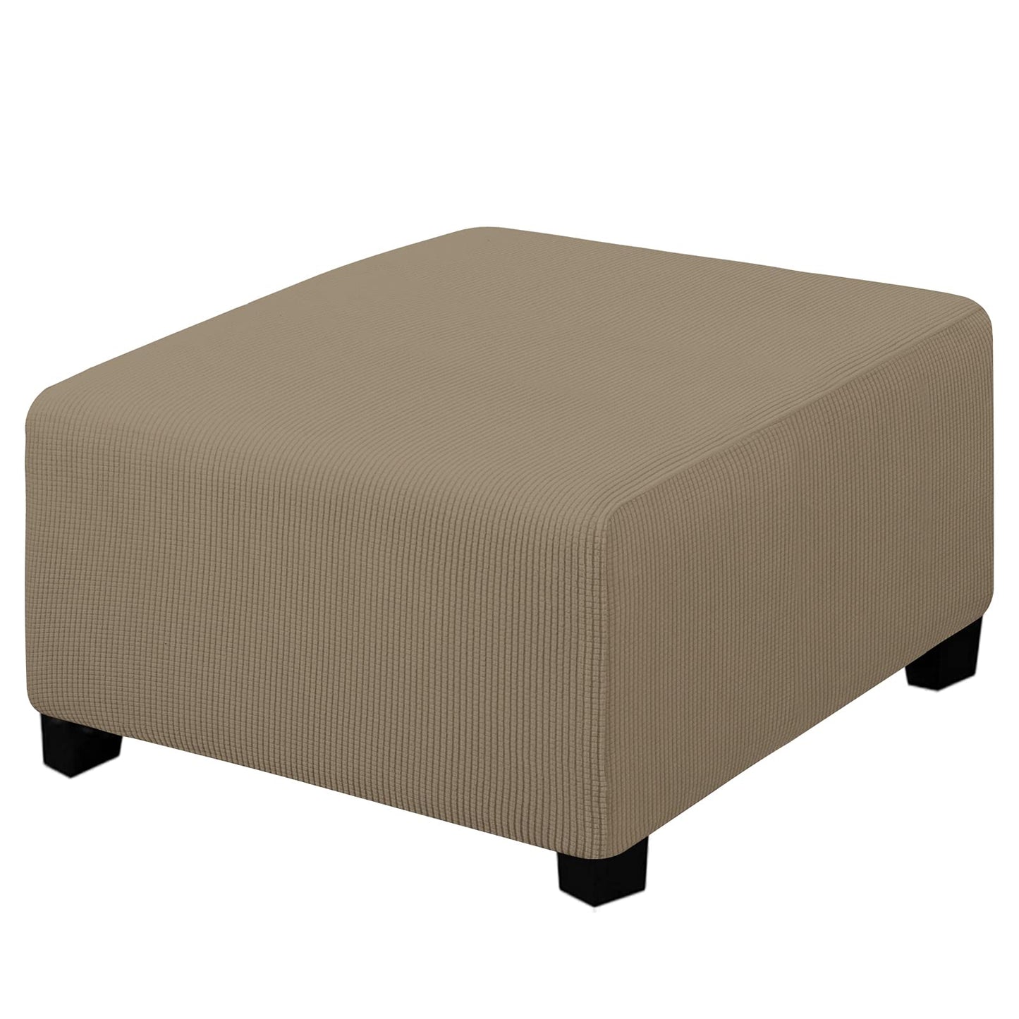 Easy-Going Stretch Square Ottoman Cover 15x15x15inch Dark Blue | Folding Storage Footstool cover Furniture Protector Soft Rectangle slipcover with Elastic Bottom BST202