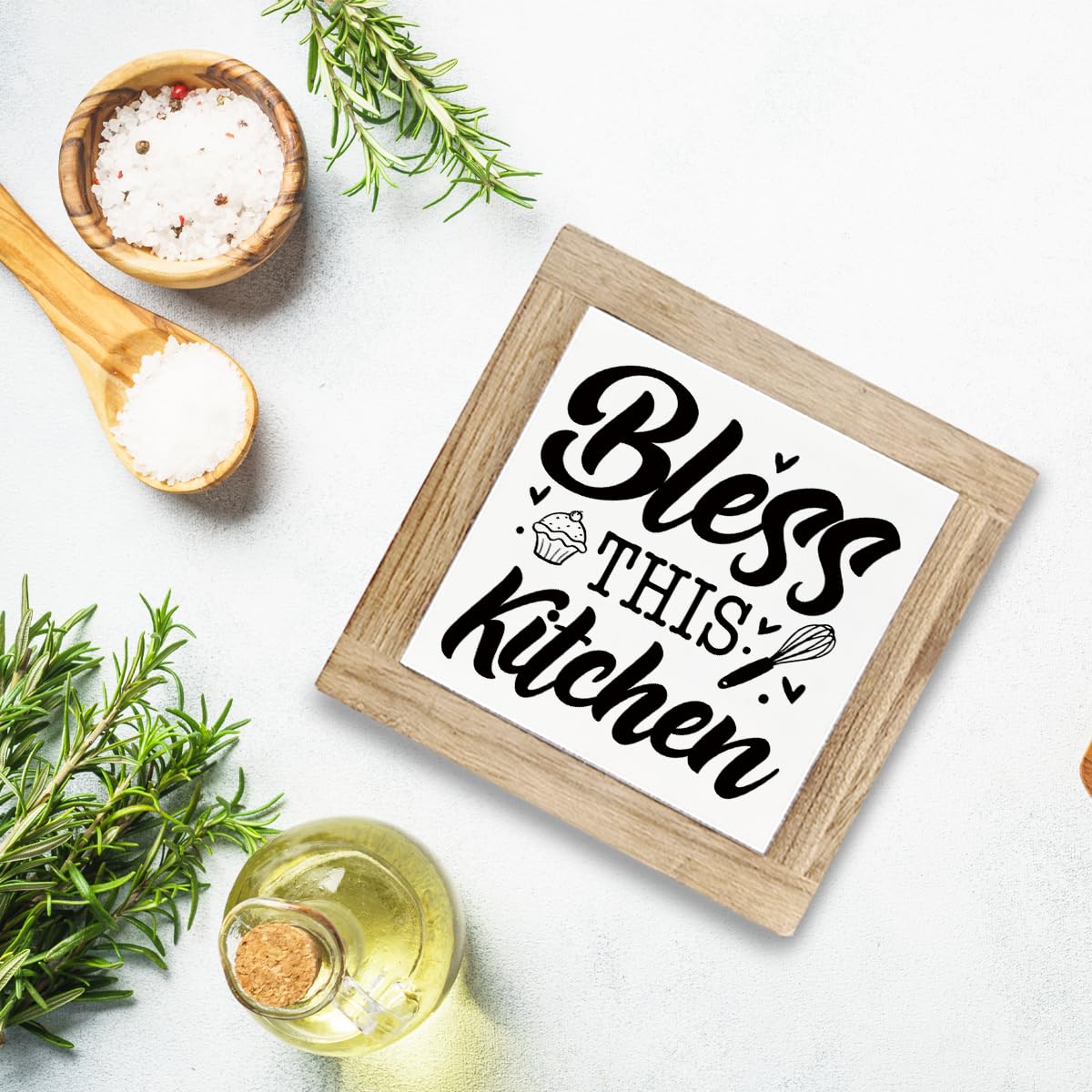 Just A Spoonful of Sugar Sign, Coffee Decor Sign, Rustic Kitchen Box Signs, Coffee Station Decor, Modern Farmhouse Home Decors for Kitchen Bar, Cafe Decors, Freestanding Wooden Plaque BST326L