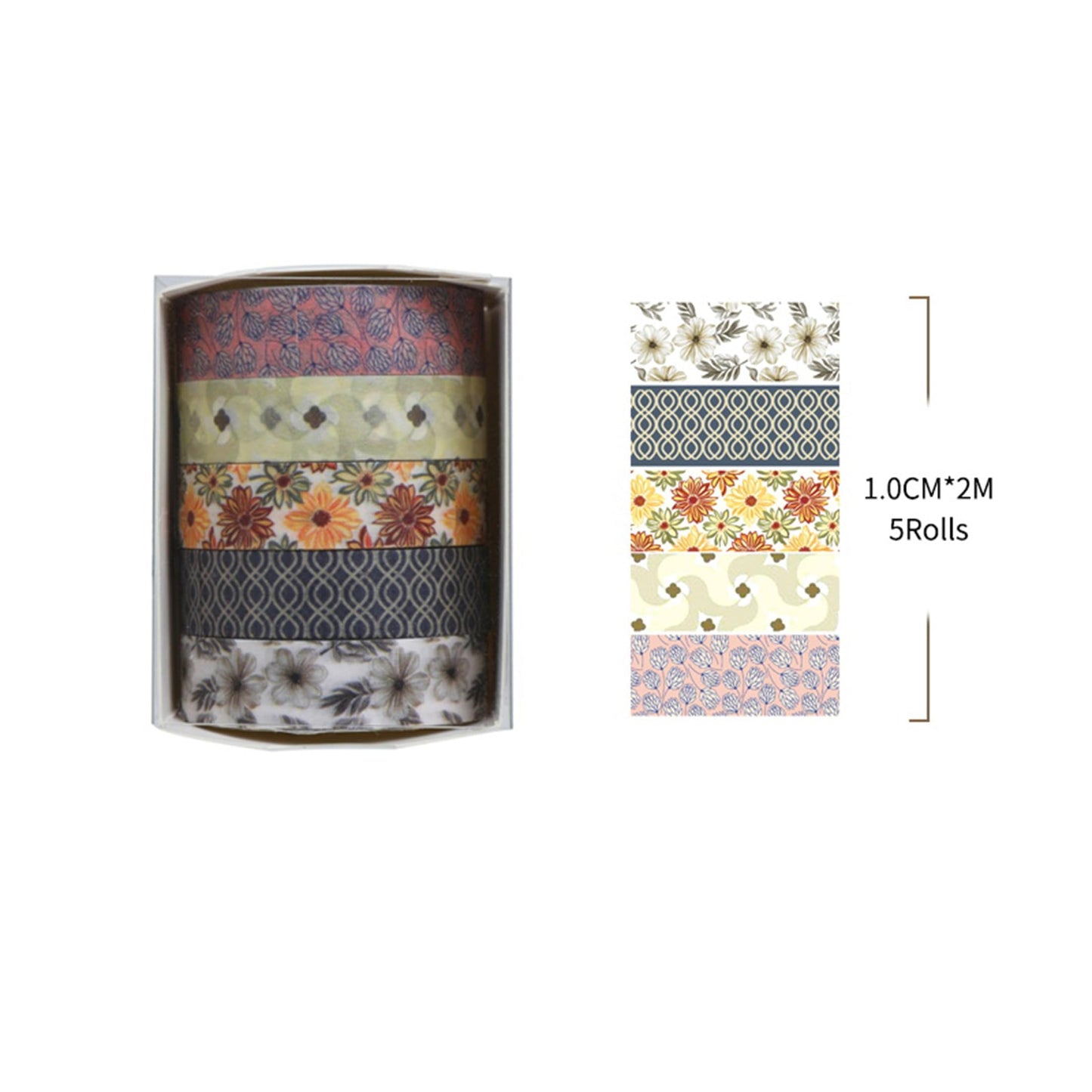 Fantasy Washi Tape Set - 5 Rolls Texture Arts Adhesive Tapes Basic Patterns Decorative Masking Tape Sets for Craft, Kids, Scrapbook, DIY, Gift Wrapping (10-Modern Mosaic) BST220