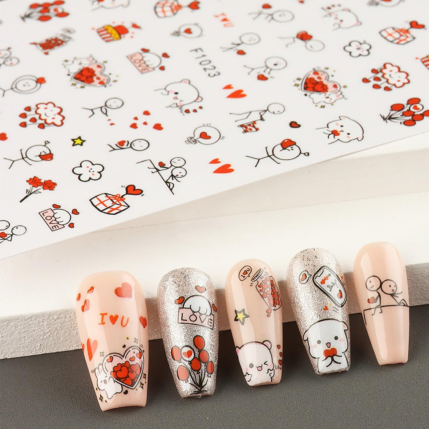 Liquid Butterfly Nail Art Sticker Decals Black Gold Black Silver Butterfly Moon Design Nail Decals 3D Self-Adhesive Nail Art Supplies Heart Nail Art Sticker Decoration for Women Manicure Supplies BST326L