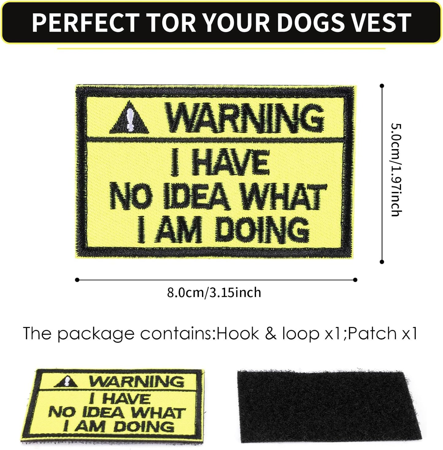 2 Pieces Tactical Patch Warning I Have NO Idea What I am Doing Vibrant Embroidered Patch, DIY Applique Accessories for Jackets, Backpacks, Dog Collars, Hats, Helmets, Tactical Gear BST220