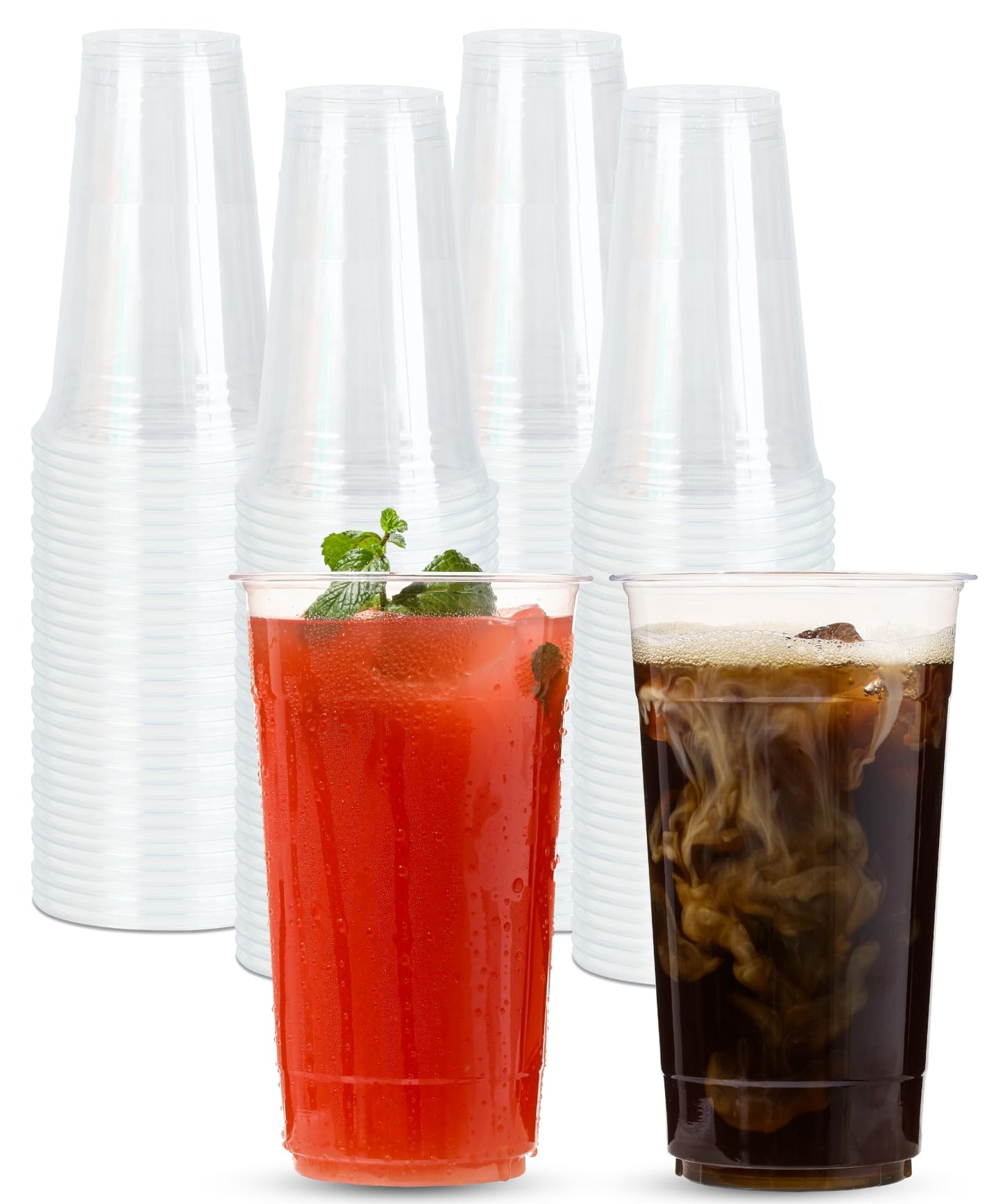 Cappatua 16 oz Clear Plastic Cups 100 Pack – Disposable Drinking Cups for Party, BPA-Free Cold Cups, Recyclable & Durable Plastic Party Cups Tumblers for Iced Coffee, Cocktails, Juice, Wine, Beer BST326H
