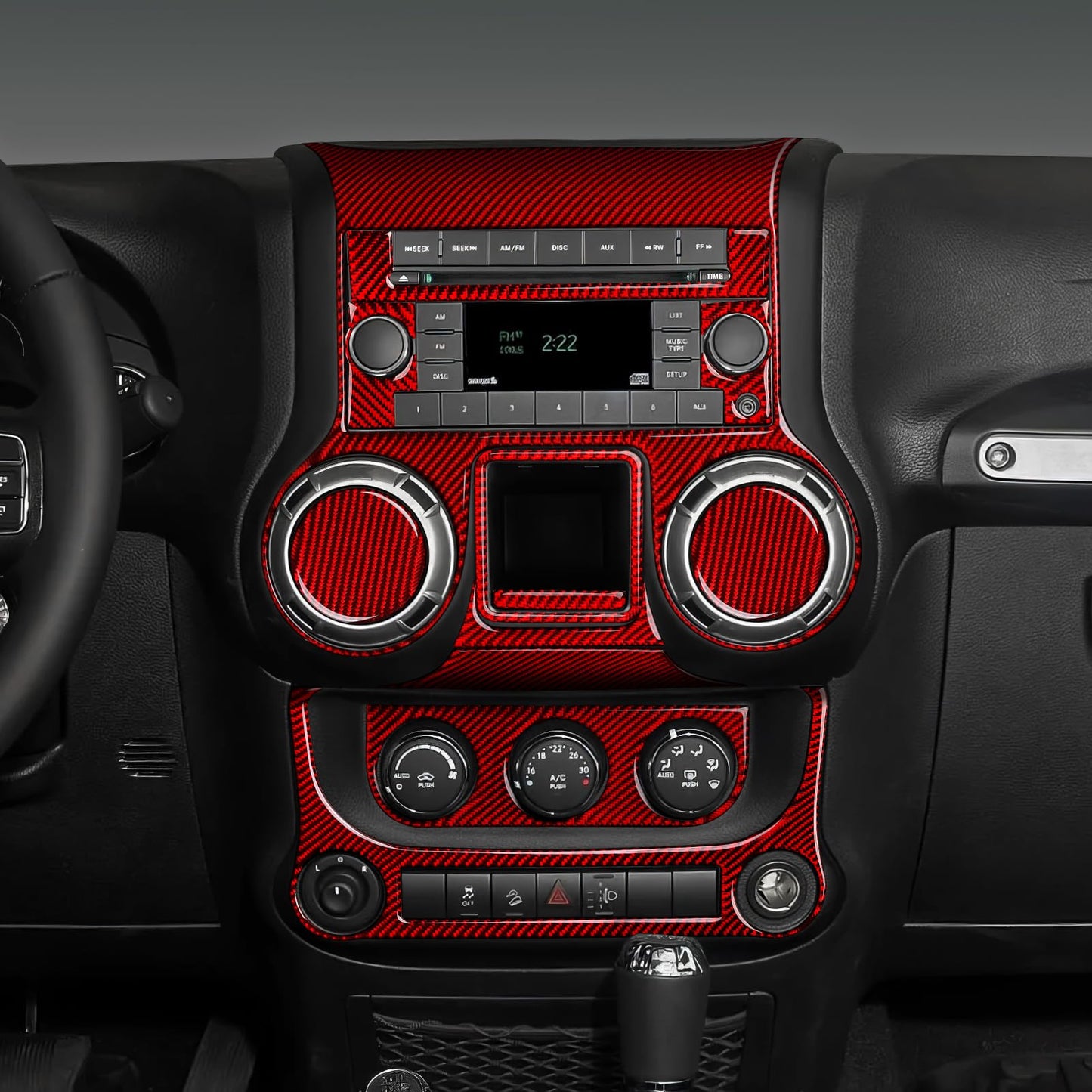 Car Gear Shift Lower Panel Sticker Carbon Fiber Decal Interior Trim Cover for Jeep Wrangler 2011 2012 2013 2014 2015 2016 2017 Accessories (Red) BST220