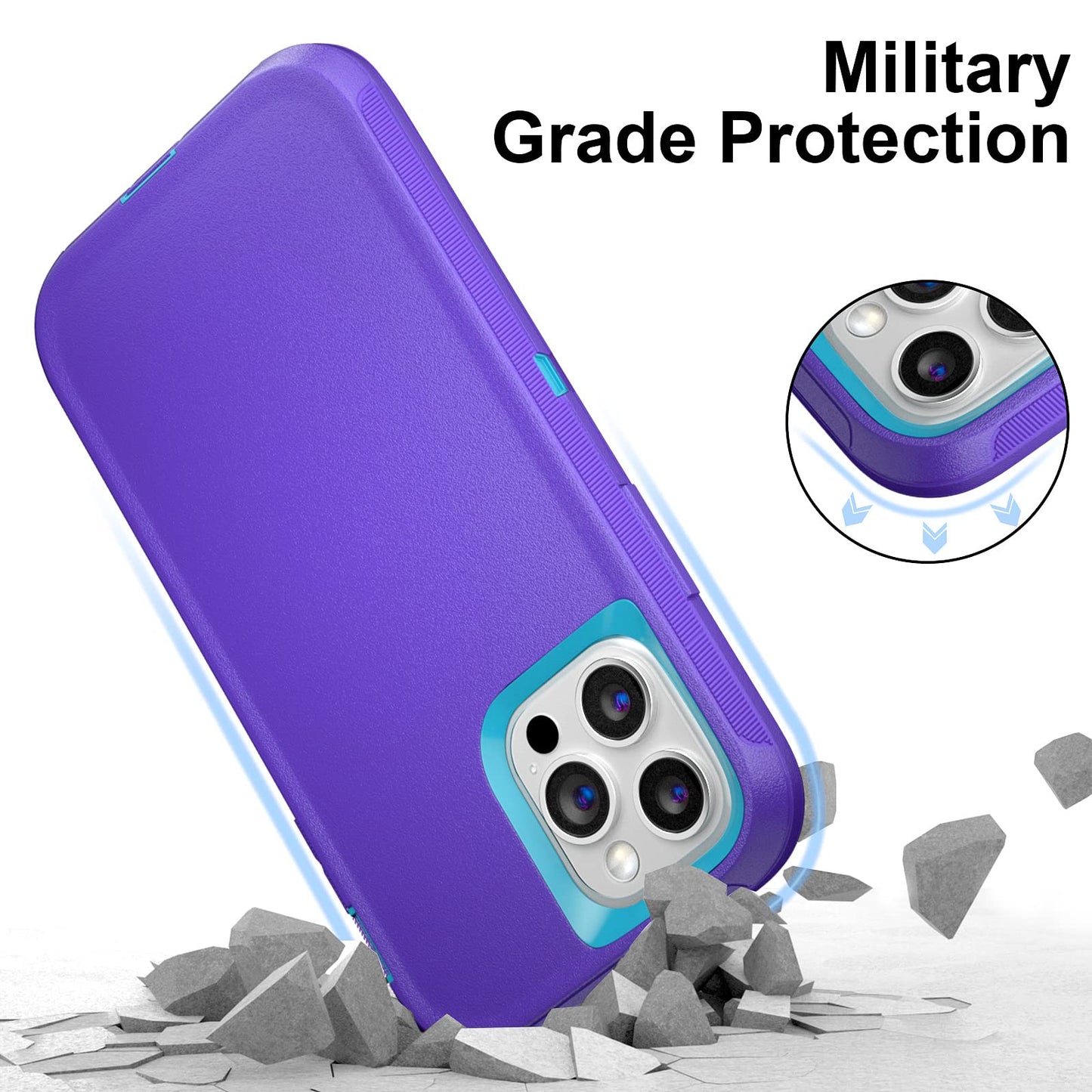 for iPhone 11 Case with Belt Clip Holster Kickstand & 2 Screen Protector, Full Protection Heavy Duty Phone Case, Shockproof Drop-Proof Durable Cover 6.1" [Black+Clip] WN420