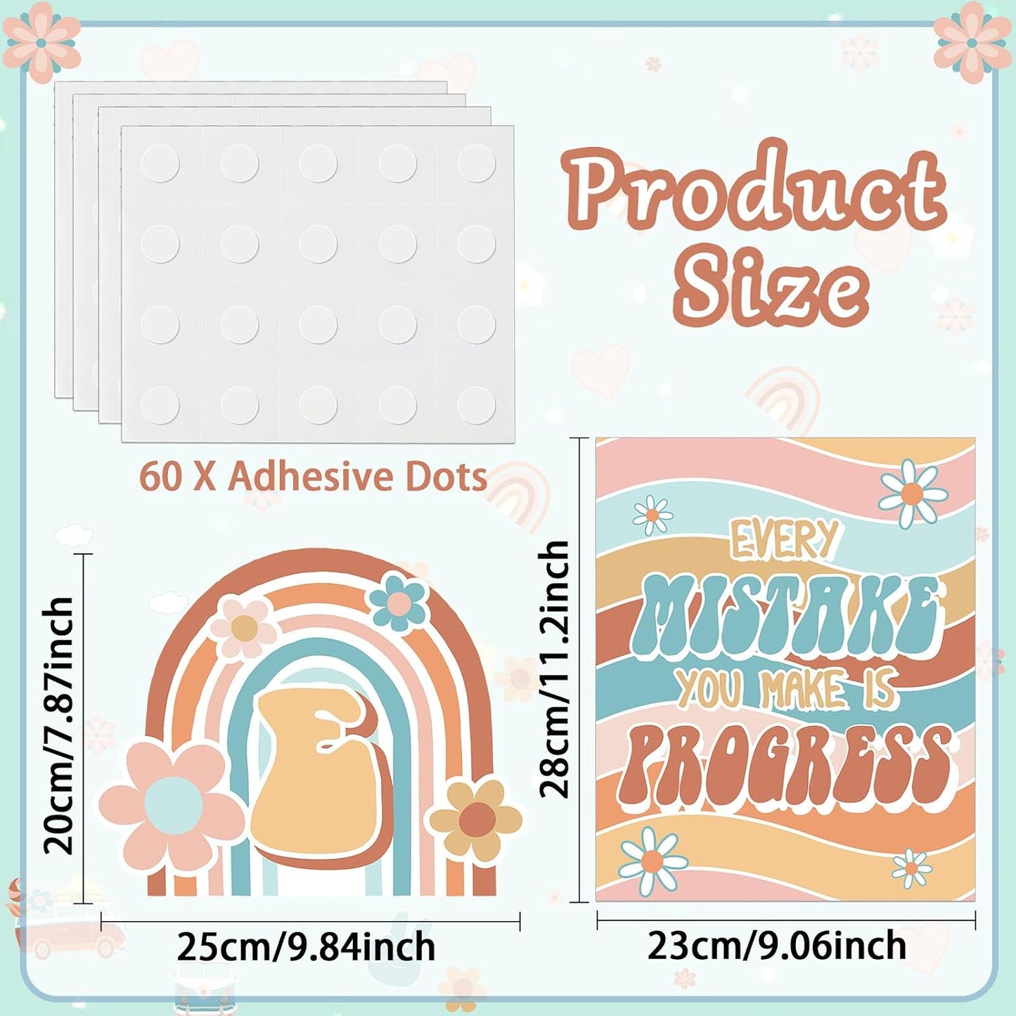 ZOIIWA 19 Pcs Retro Welcome Classroom Posters Retro Groovy Bulletin Board Decoration Groovy Inspirational Quotes Posters Back to School Bulletin Board for Classroom School Wall Decor WN420