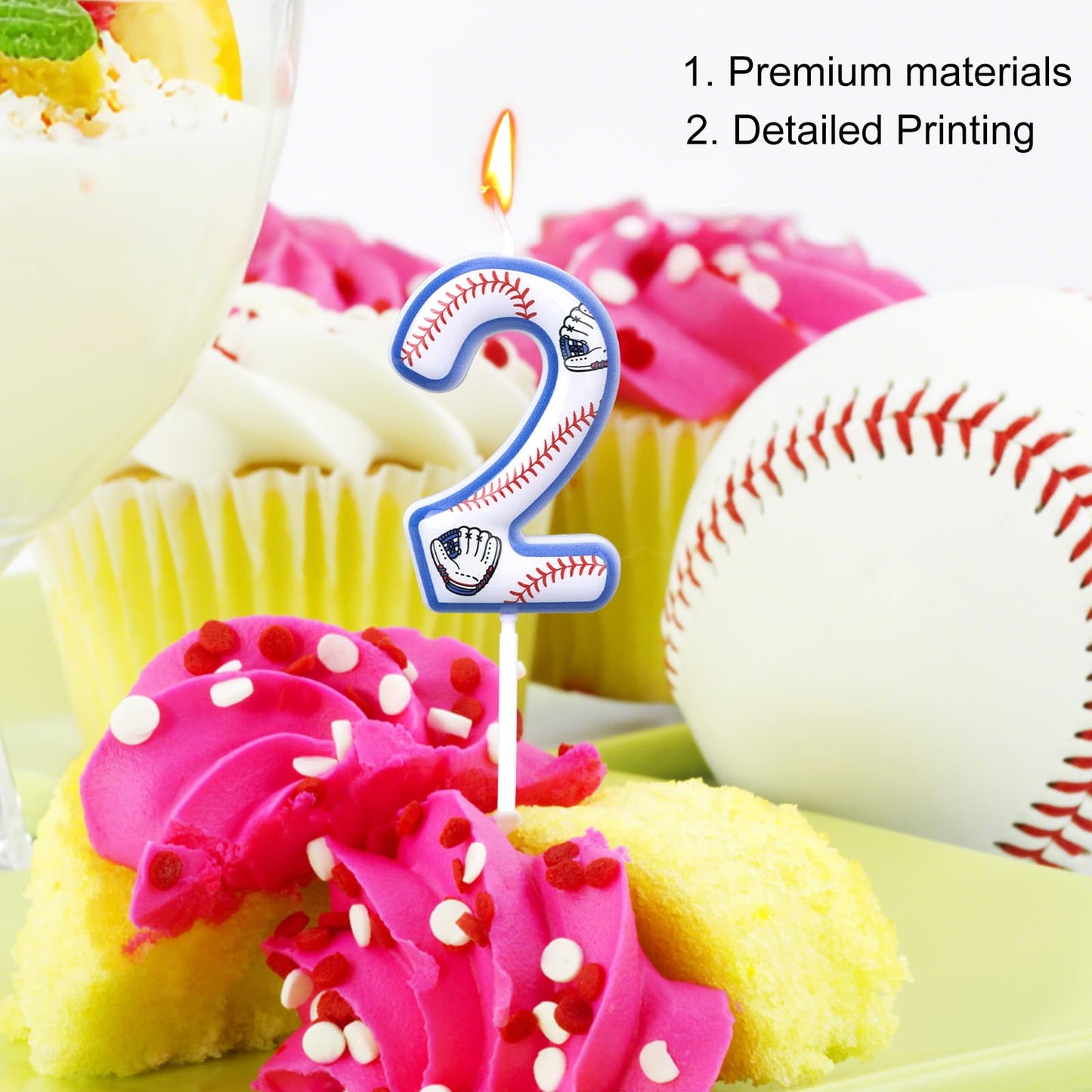 Baseball Birthday Candles, Baseball Themed Cake Topper for Boys Girls Number Candle for Sport Party Decorations & Supplies (Number 6) BST220