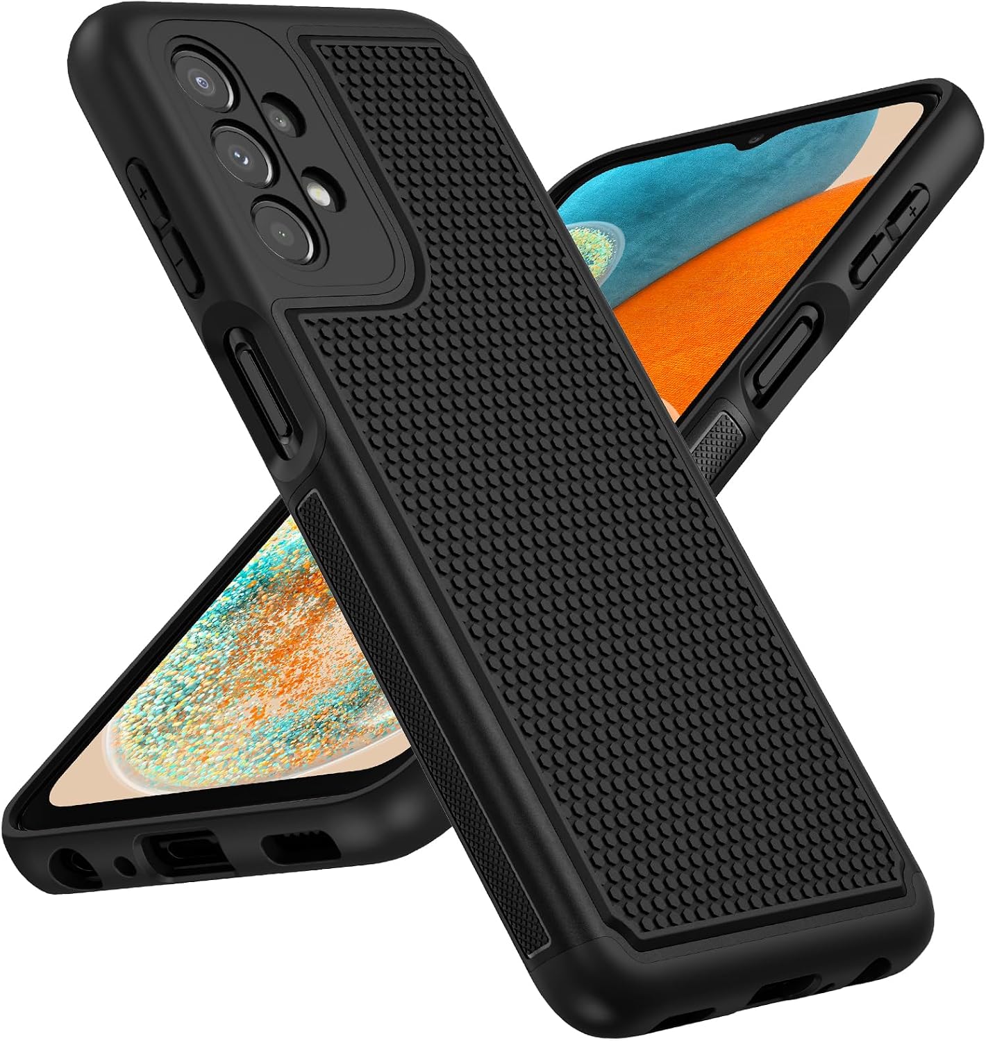 FNTCASE for Samsung Galaxy A23 5G Case: (Samsung Galaxy A23 4G LTE) Dual Layer Protective Heavy Duty Cell Phone Cover Shockproof Rugged with Non Slip Textured Back Bumper - 6.6inch Black WN420