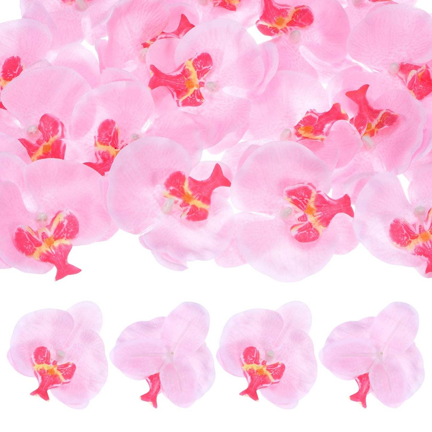 M METERXITY 20-Pack Artificial Orchid Flower Heads, Silk Faux Butterfly Flowers Head for Wedding/Bouquet/Bridal/Party Decor, Fake Phalaenopsis Petals Bulk [2.76 Inch, Dark Purple] BST220