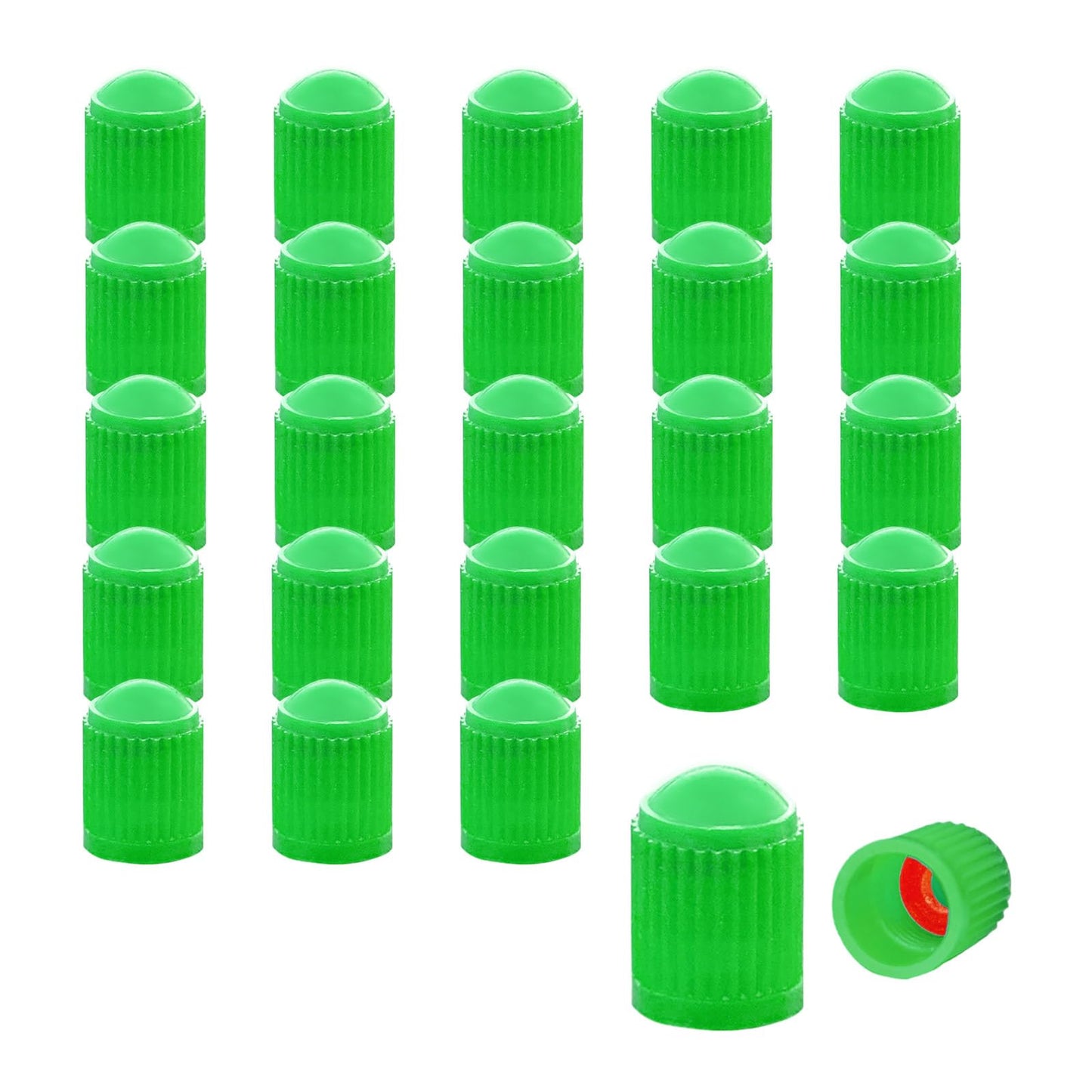 Ziciner 25 PCS Tire Valve Stem Caps, Plastic Car Tyre Valve Cap with O Rubber Seal, Dustproof Airtight Seal Wheel Stem Covers, Universal Accessories for Cars, SUVs, Bicycles,Trucks (Red) WN420