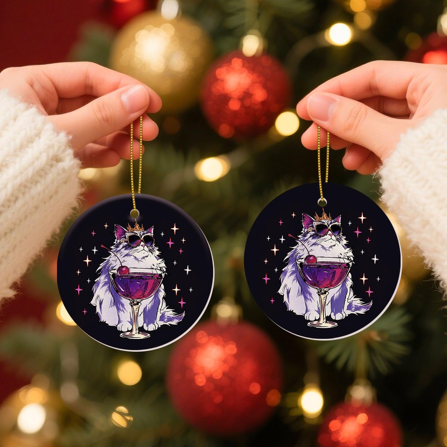 Stained Glass Snowy Owl Ornament – Artistic Ceramic Christmas Decoration for Bird Lovers, Holiday Keepsake Gift 2025 WN420