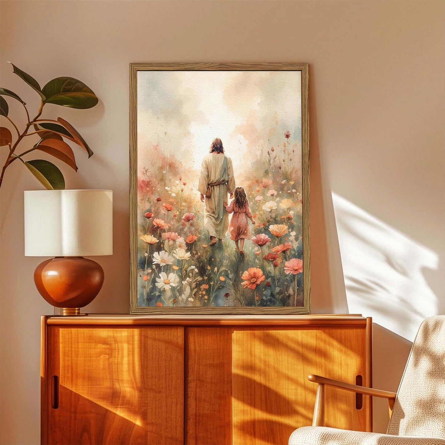 Framed 3D Textured Jesus Embracing Woman Wall Art, Jesus Hugging Woman Wall Decor Hand Drawn Sandstone Religious Christian Bible Painting Pictures for Bedroom Living Prayer Room 12x16 in Wood Framed BST202