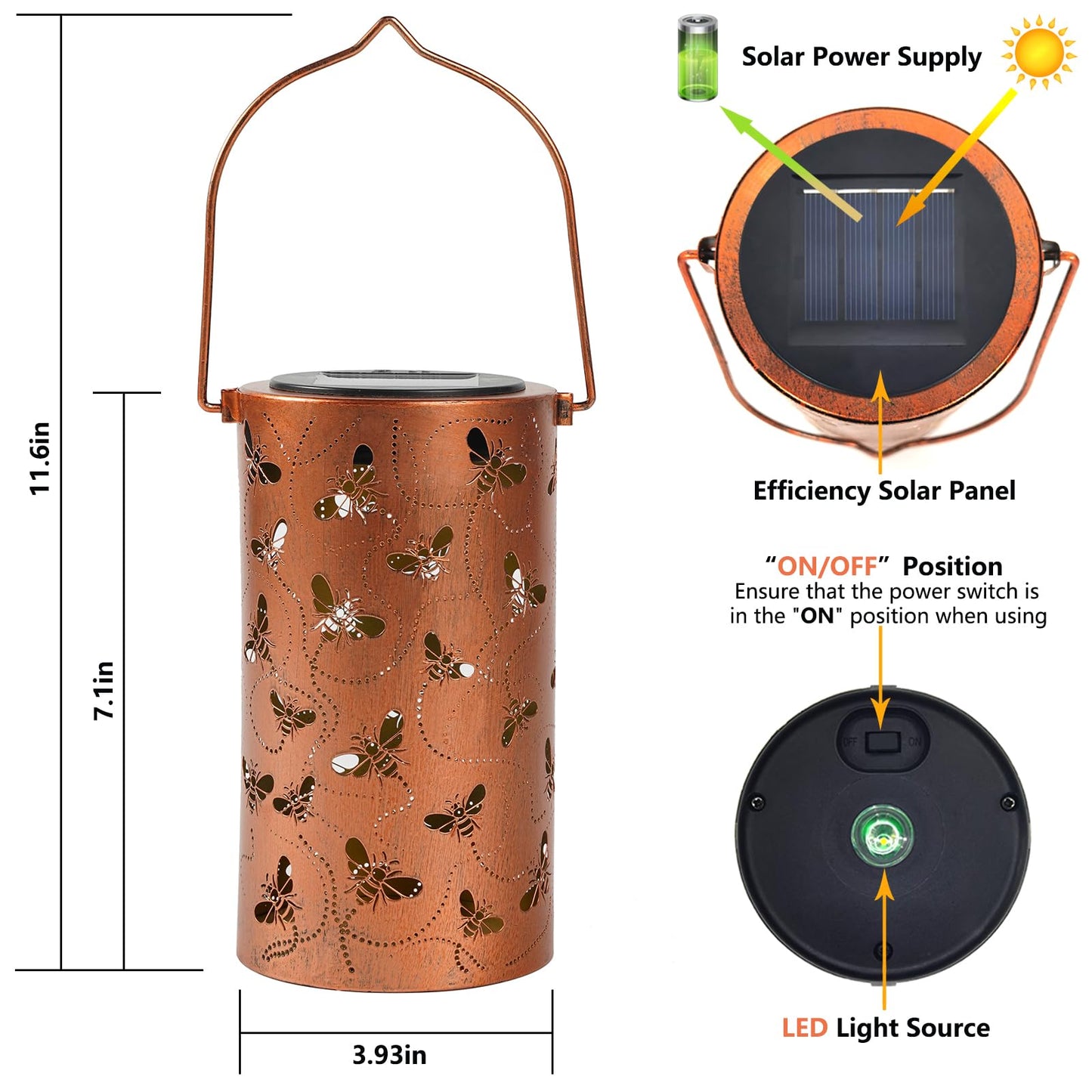 Solar Lanterns Outdoor Waterproof Butterfly Garden Decor Birthday Gifts for Women Mom Grandma, Hanging Solar Lights Metal Lantern Decoration Outside for Yard, Patio, Backyard, Porch