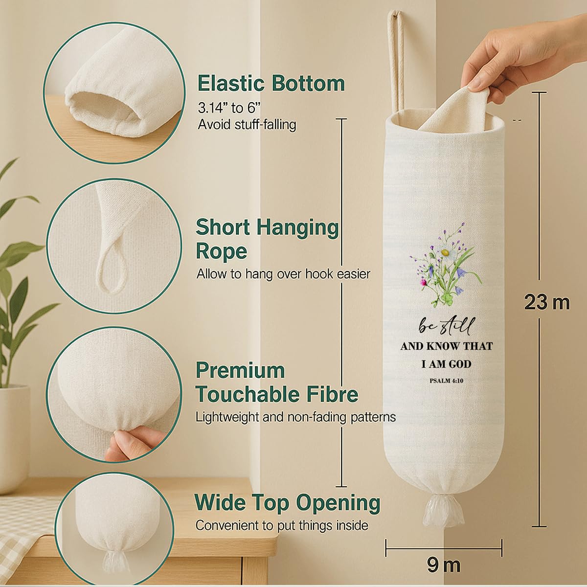 Plastic Bag Holder, The Way Page 16 Plastic Bag Holder Christian Decor, Reusable Hanging Trash Bags Dispenser, Christian Kitchen Gifts for Women Plastics Bags Holders with Bible Verse BST202