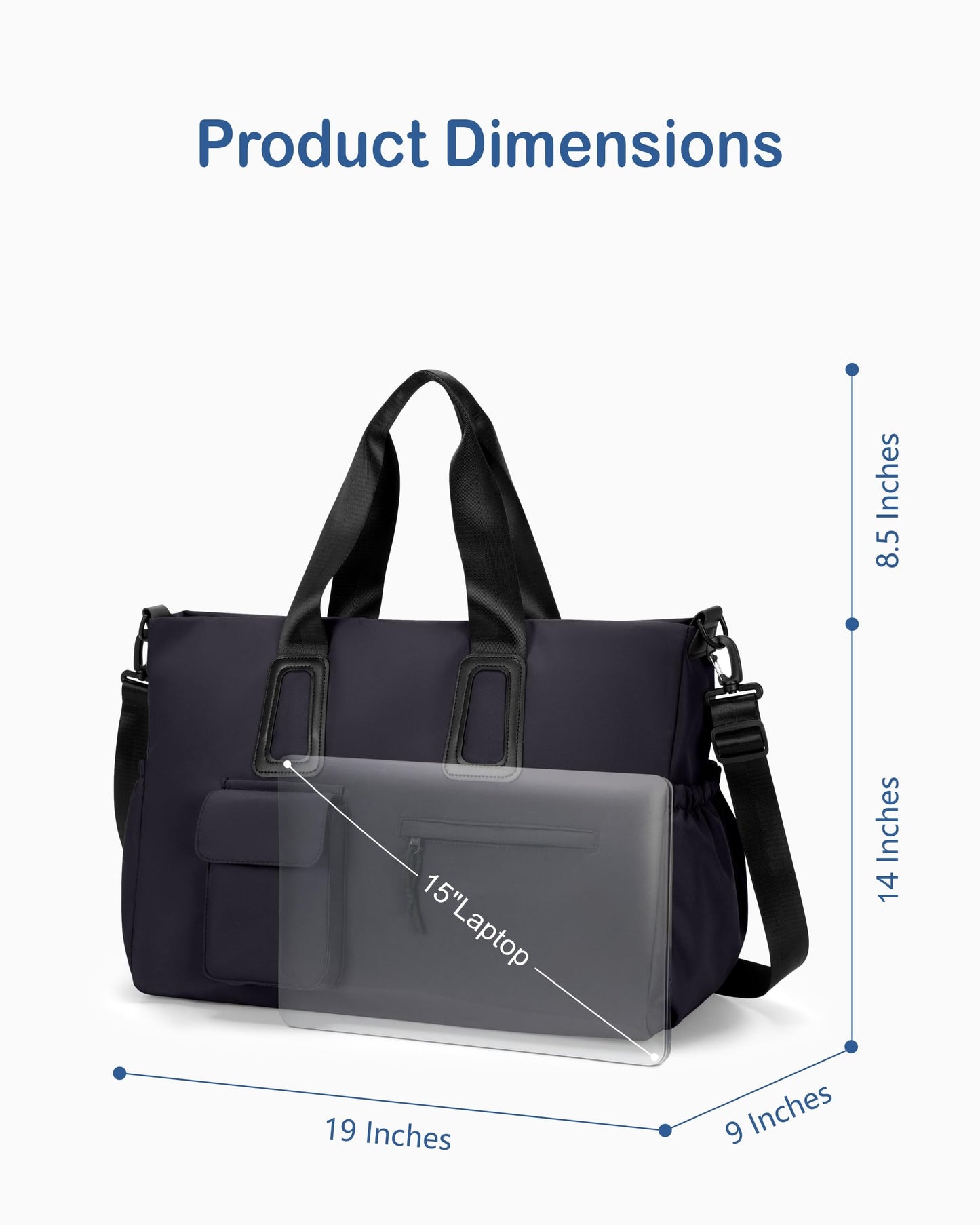 Travel Duffel Bag for Men & Women, Waterproof Overnight Weekender Gym Tote Carry On Luggage with Wet Pocket (Black) BST326H