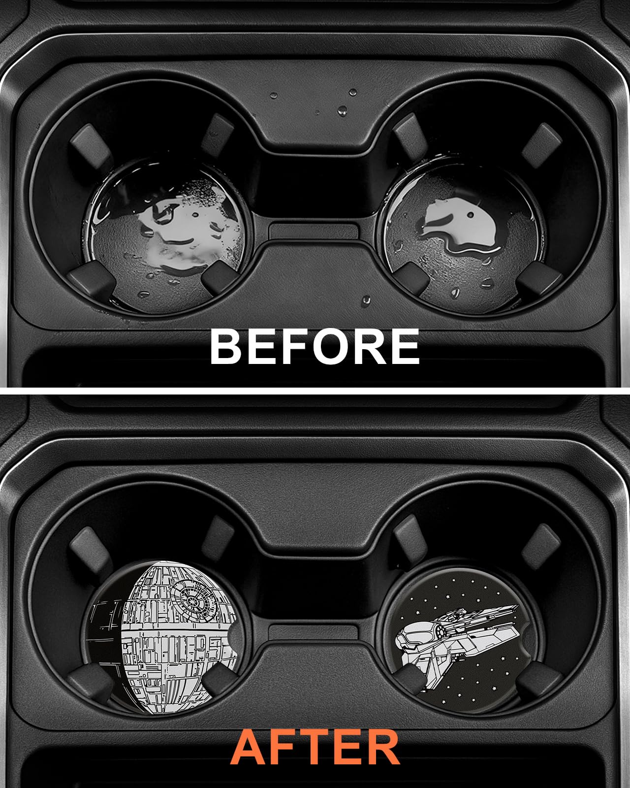 Swooflia Car Coasters for Men - Touch Down Ceramic Car Cupholder Coaster Cool Absorbent Mat Coaster with Cork Base 2 Pack Automotive Cup Holder Accessories New Driver Gifts WN420