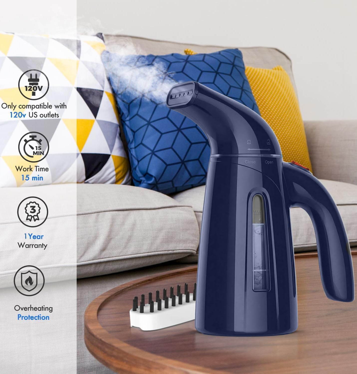 OGHom Steamer for Clothes, Handheld Clothing Steamer for Garment, 240ml Big Capacity 700W Portable Travel Steam Iron (Blue)