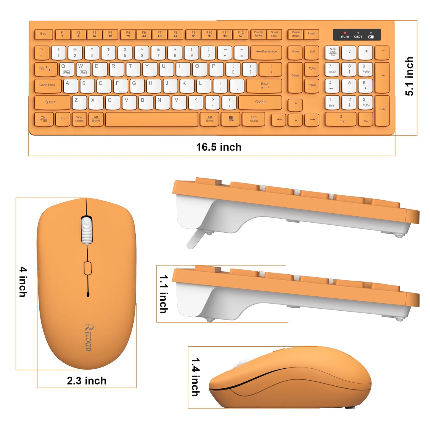 Wireless Keyboard and Mouse Combo, Full-Sized Wireless Keyboard and Adjustable DPI Mouse, 2.4GHz USB Receiver, Silent Keyboard and Mouse for PC, Windows, MAC, Desktop, Laptop (Avocado Green)
