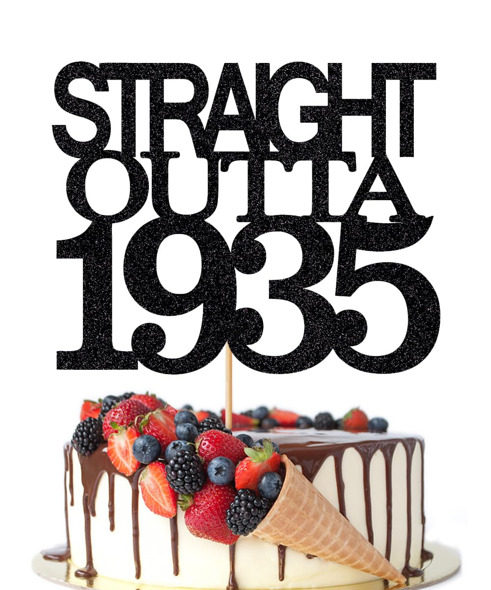 Black Glitter Straight Outta 1961 Cake Topper,Hello 65,Funny 65th | Birthday Cake Topper,65 Fabulous,Cheer to 65 Years,Men and Women 65th Birthday/Wedding/Anniversary Party Decorations BST202