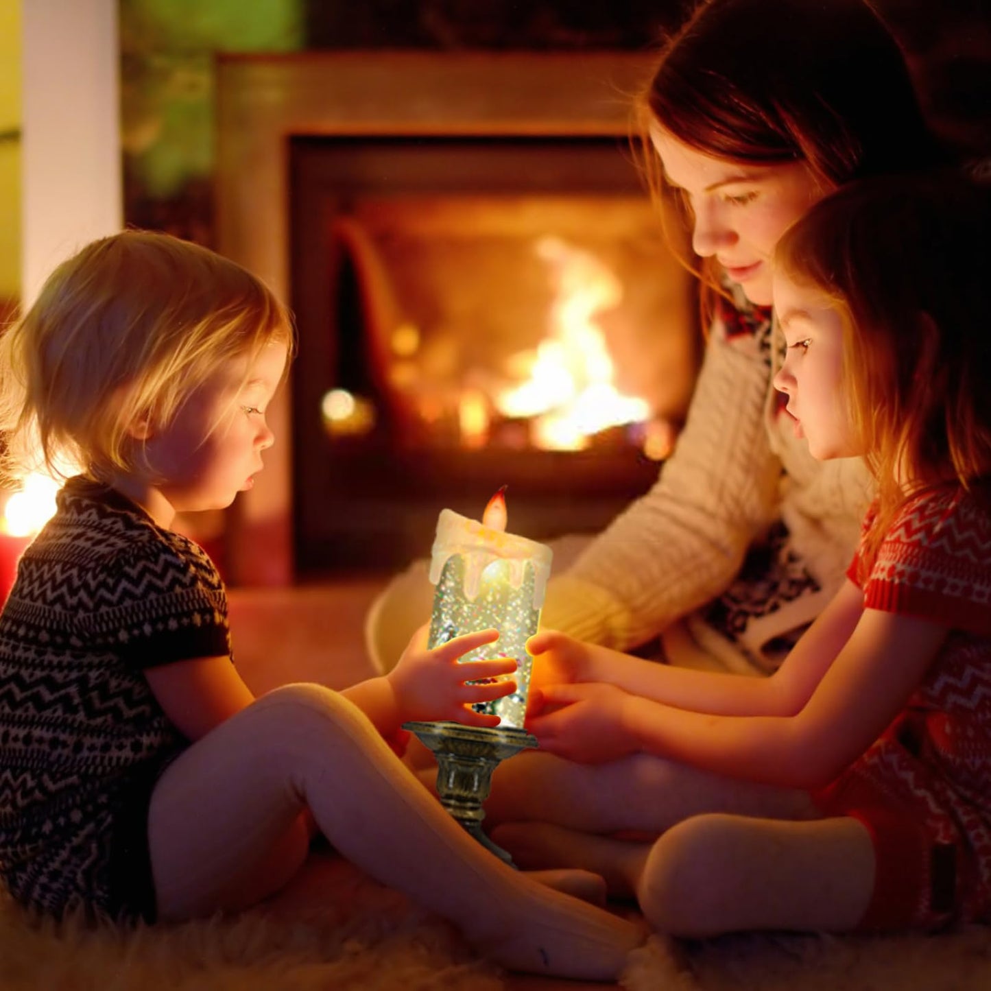 AOMIL Christmas Flameless Candles, Flickering LED Candles with Timer, Snow Globe Candle Lights for Christmas Decorations BST220