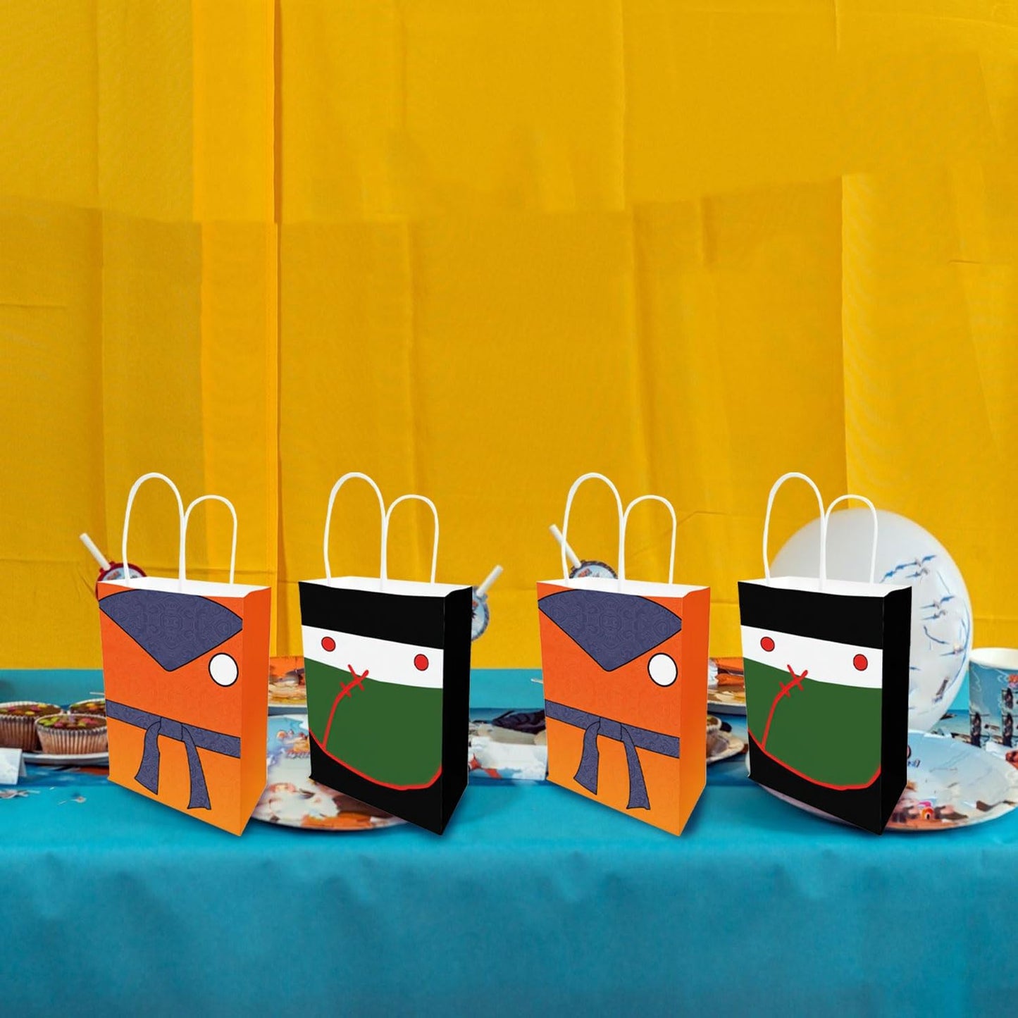 Lessflow Cartoon Dragon Party Paper Gift Bags With Handles, 2 Styles Favor Bags for Birthday Decorations, Goody Candy Bags for Kids Party Supplies BST326H