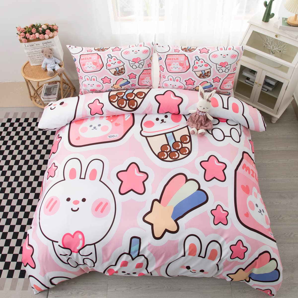 CVHOUSE Deer Hunting Duvet Cover Full Size,American Flag Bedding Set,Deer Theme Comforter for Boys Kids Teens,1 2 Pillowcases 3 Piece Full 79'x89' BST220