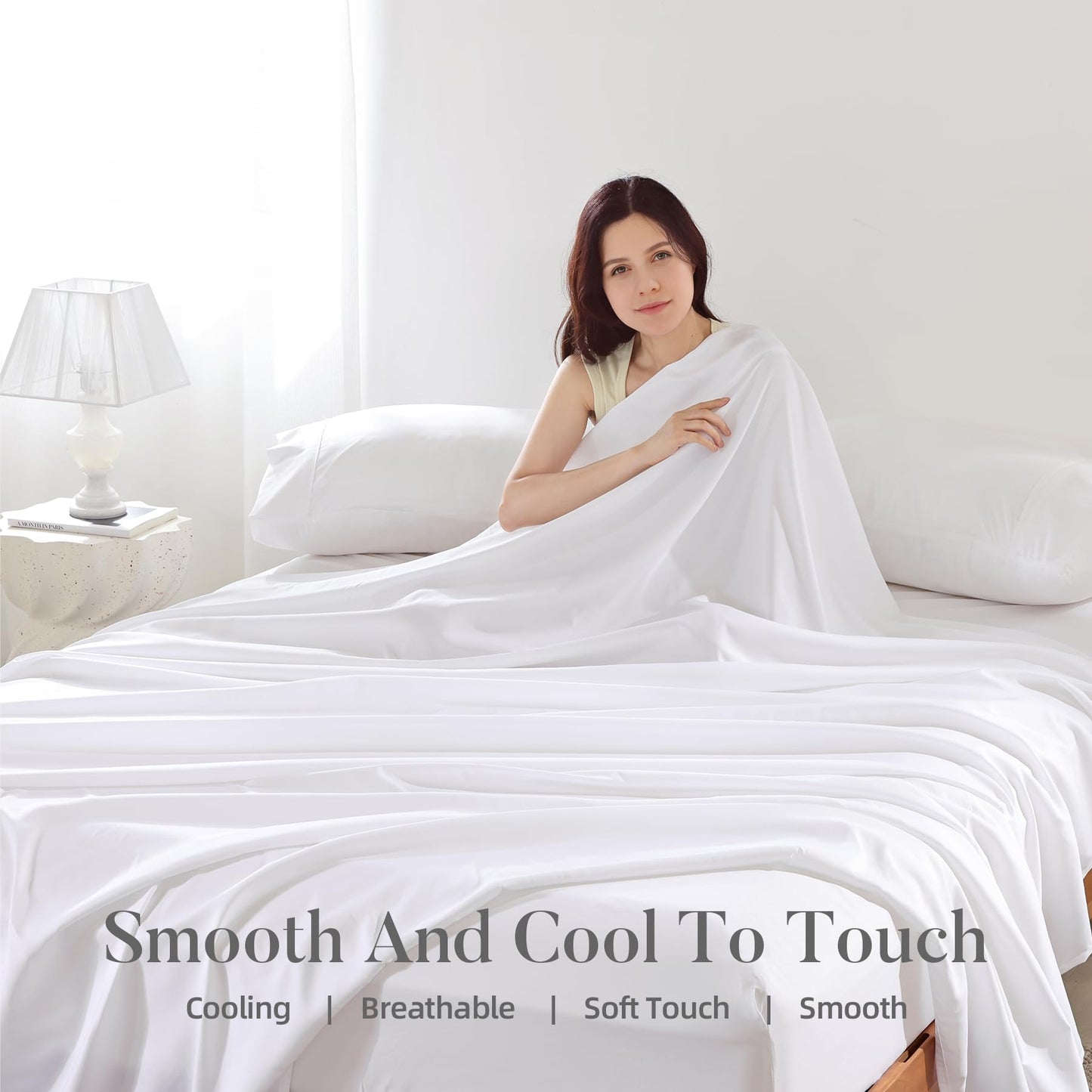 4 Piece Twin Size Sheet - Cooling Bed Sheets Set, Blend Rayon Derived from Bamboo, Breathable Soft Hotel Luxury Bedding & Pillowcases, Silky Fit 16 inch Extra Deep Pocket, Oeko-Tex - Olive Green BST326H