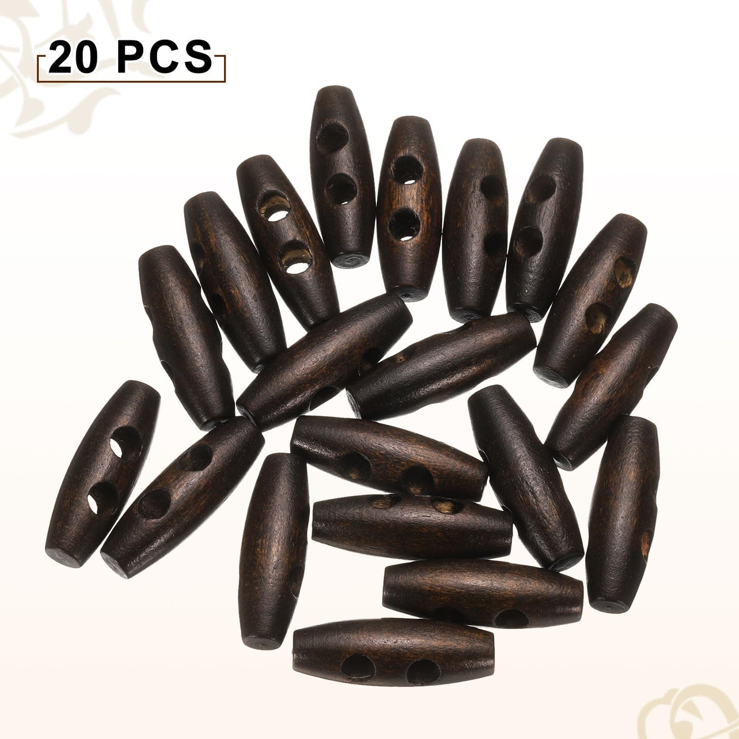 HARFINGTON 60mm / 2.4" Wooden Toggle Buttons 20pcs 2-Hole, Maroon | Wood Olive Sewing Buttons Horn Oval Buttons Sewing Accessories for Coat Sweaters Clothing DIY Craft BST326L