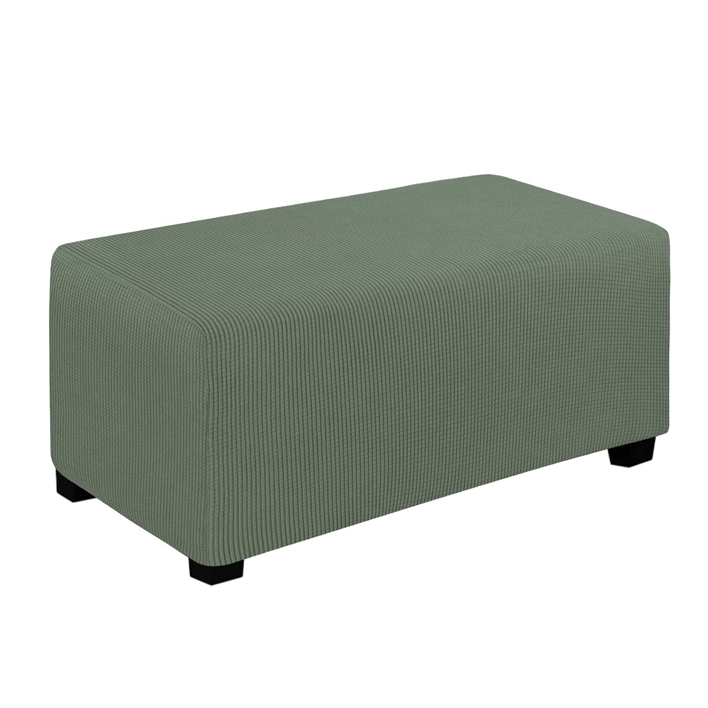 Easy-Going Stretch Square Ottoman Cover 15x15x15inch Dark Blue | Folding Storage Footstool cover Furniture Protector Soft Rectangle slipcover with Elastic Bottom BST202