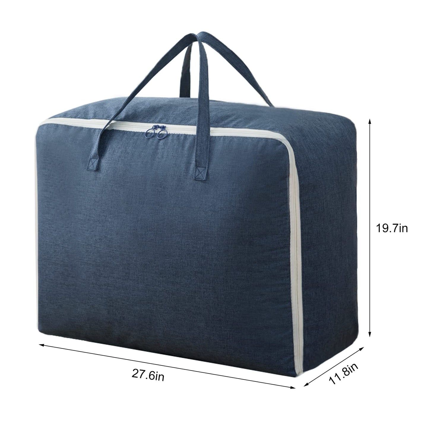 Surblue Clothes Storage Bag Organizer with Durable Handles Thick Fabric Large Capacity for Blanket Comforter Clothing Bedding (Navy, M) BST326H